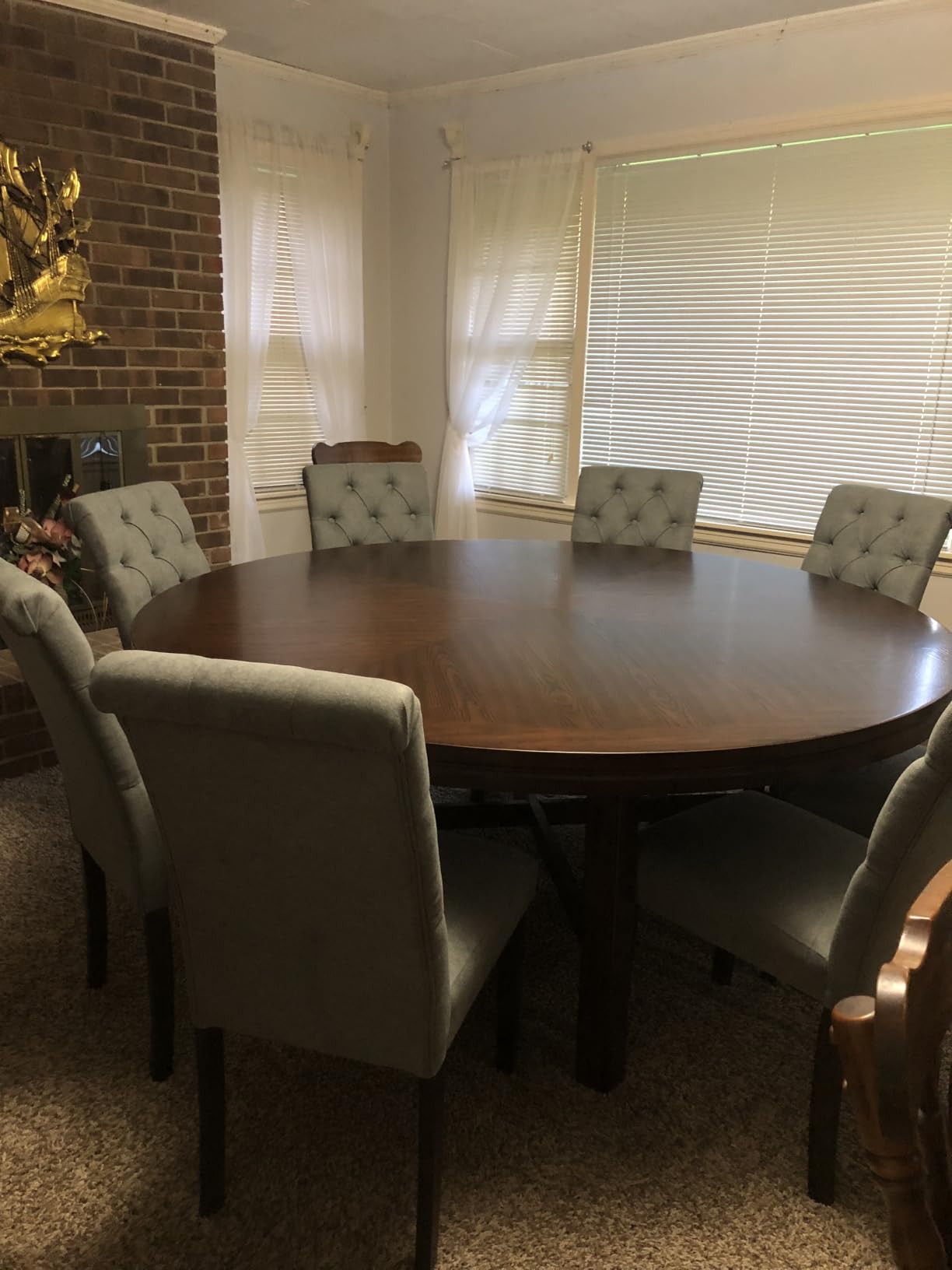 COLAMY Button Tufted Dining Chairs Set of 4, Parsons Upholstered Fabric Dining Room Chairs Kitchen Chairs with Wood Legs and Padded Seat, Taupe customer photo 2