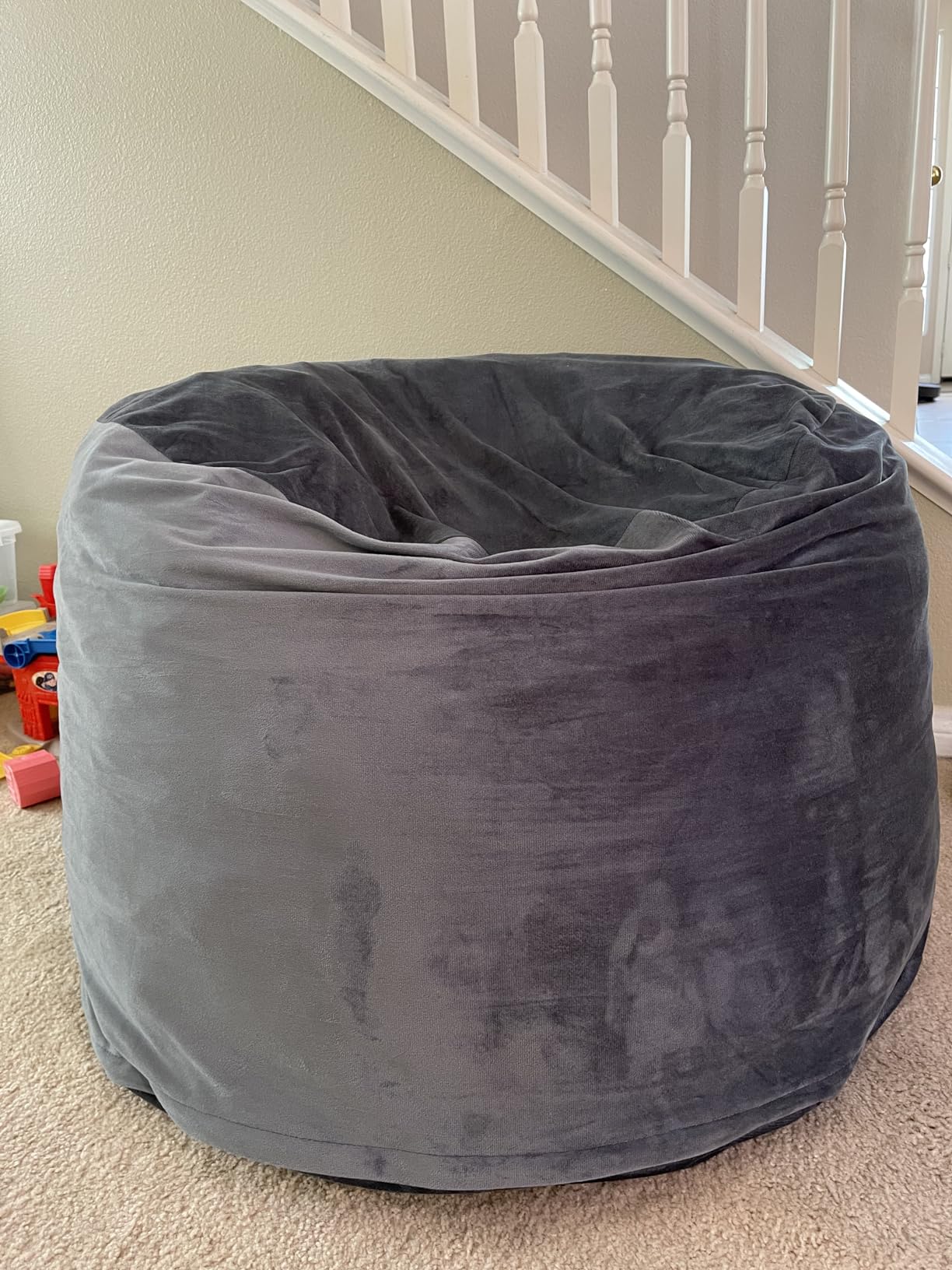 3 Feet Bean Bag Chair - BeanBag Chairs for Adults, Living Room Furniture Sofa with Soft Micro Fiber Cover, Round Fluffy Couch for Bedroom College Dorm - Grey customer photo 2