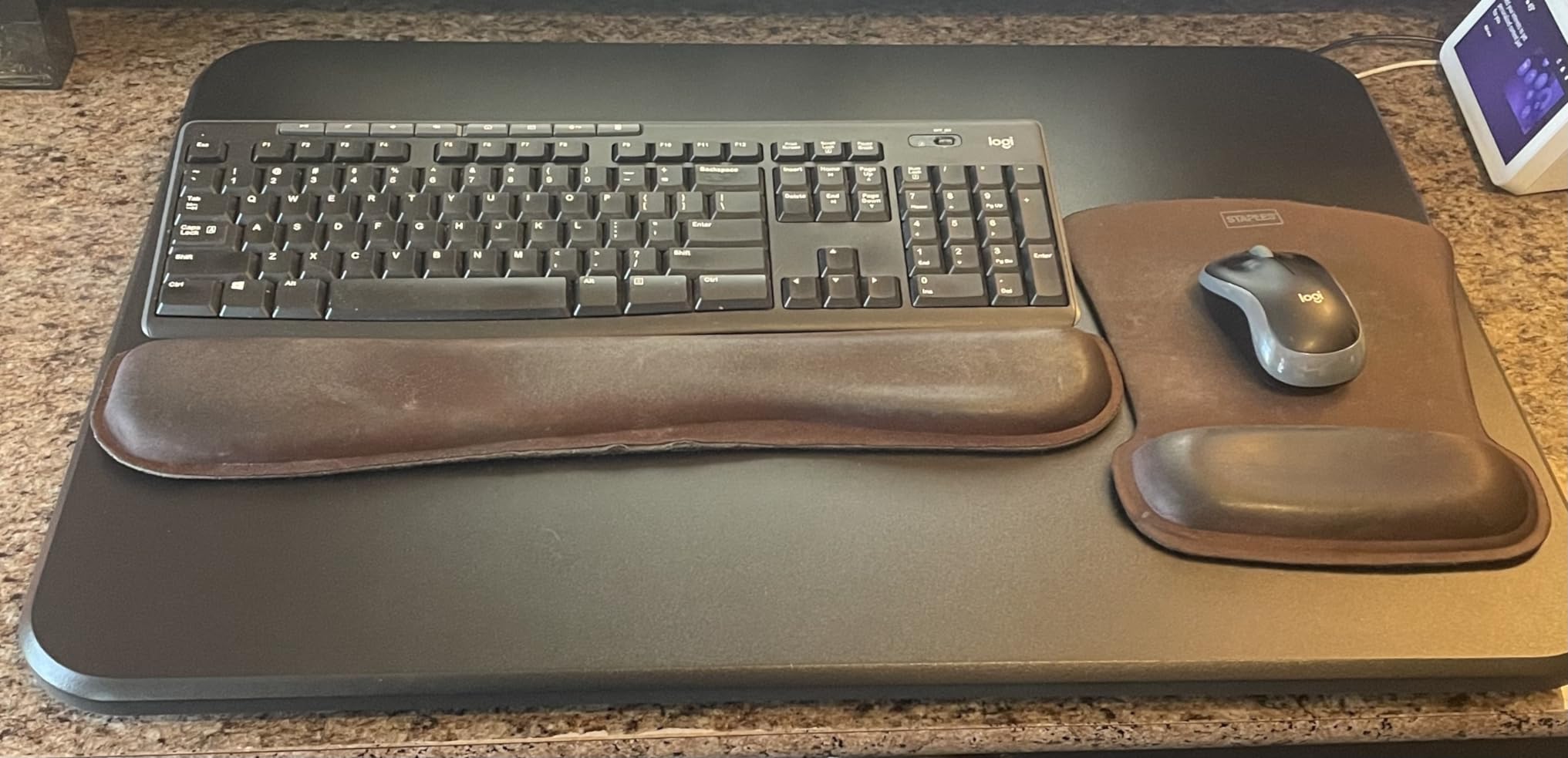 VIVO Ultra-Slim Single Top Height Adjustable Standing Desk Riser, Compact Sit Stand Desktop Converter for Monitor or Laptop, Vintage Brown, DESK-V001JN customer photo 2