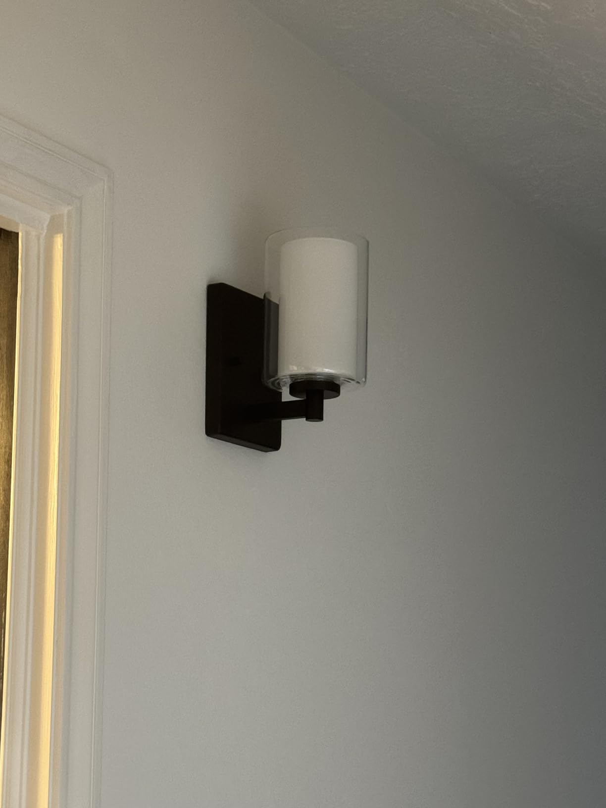 Kalium Wall Sconces Set of Two, Modern Vanity Lights with Double Clear Glass Shade Matte Black Indoor Farmhouse Wall Lights for Bathroom Living Room Bedroom Mirror Hallway Bulb E26 Base (2PCS) customer photo 1