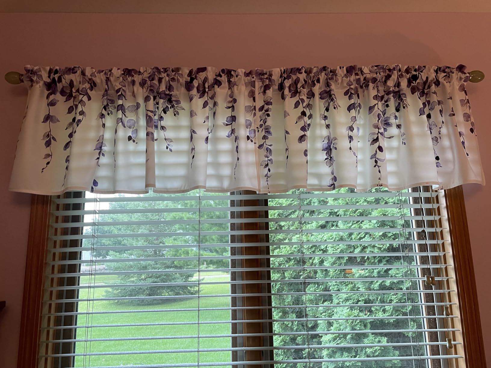 2 Pack Watercolor Blue Leaves Window Valance for Bedroom Living Room, Leaf Vine Plant Curtains Valances for Windows, 3