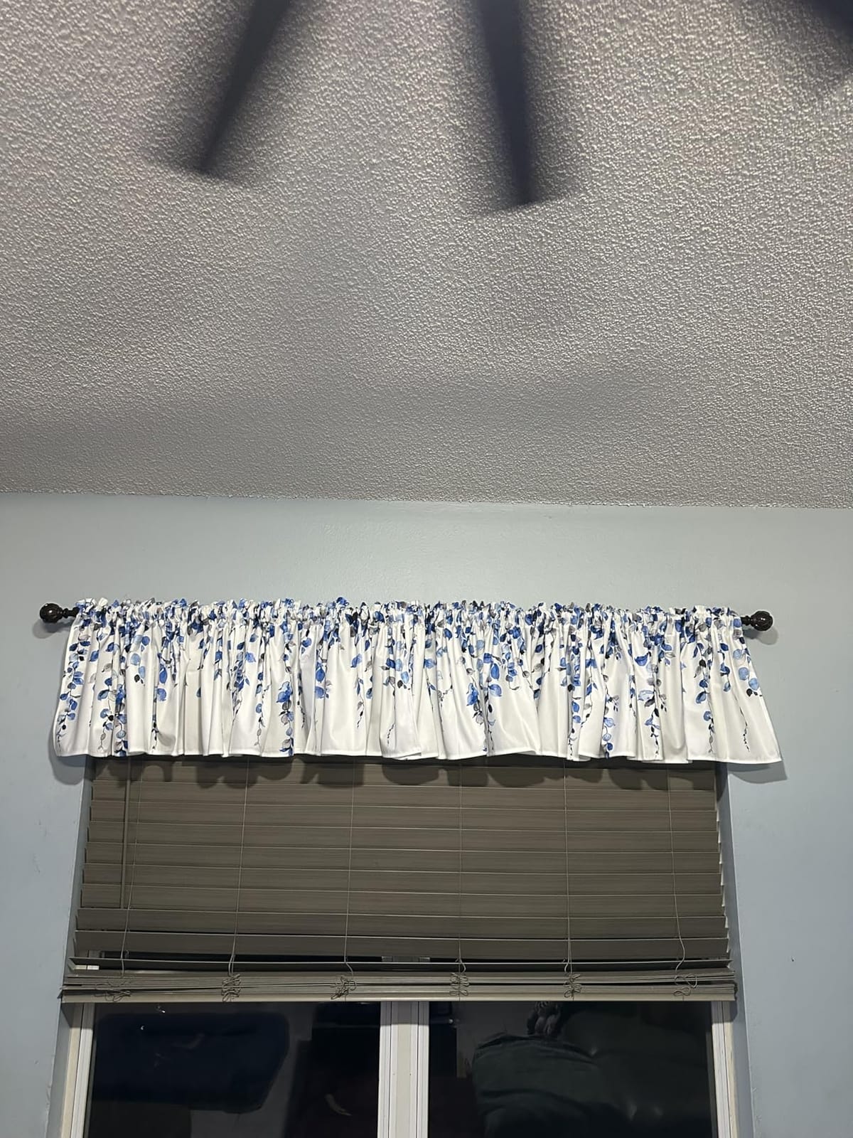 2 Pack Watercolor Blue Leaves Window Valance for Bedroom Living Room, Leaf Vine Plant Curtains Valances for Windows, 3