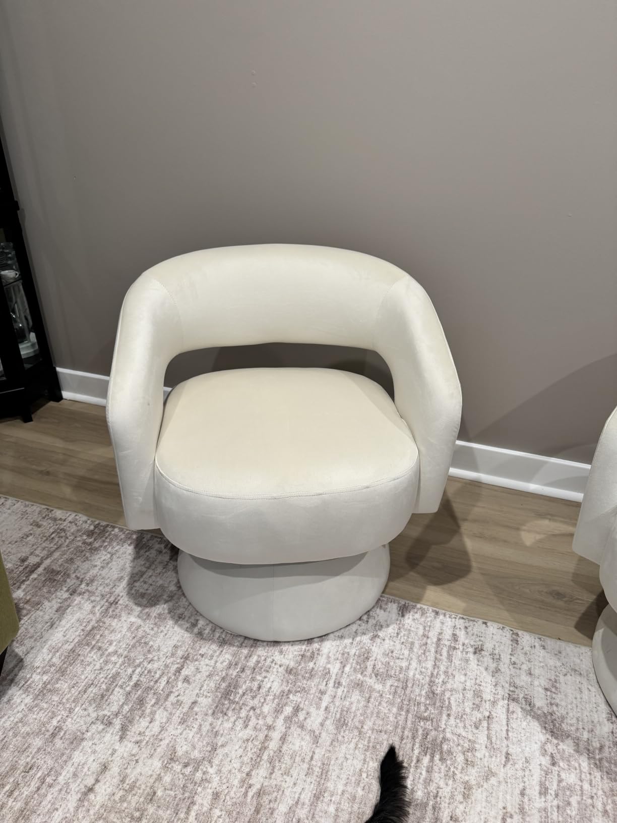 Bonzy Home Swivel Barrel Chair, Velvet Accent Armchair 360 Degree Swivel Club Chair for Living Room Bedroom Reception Room, Grey customer photo 1