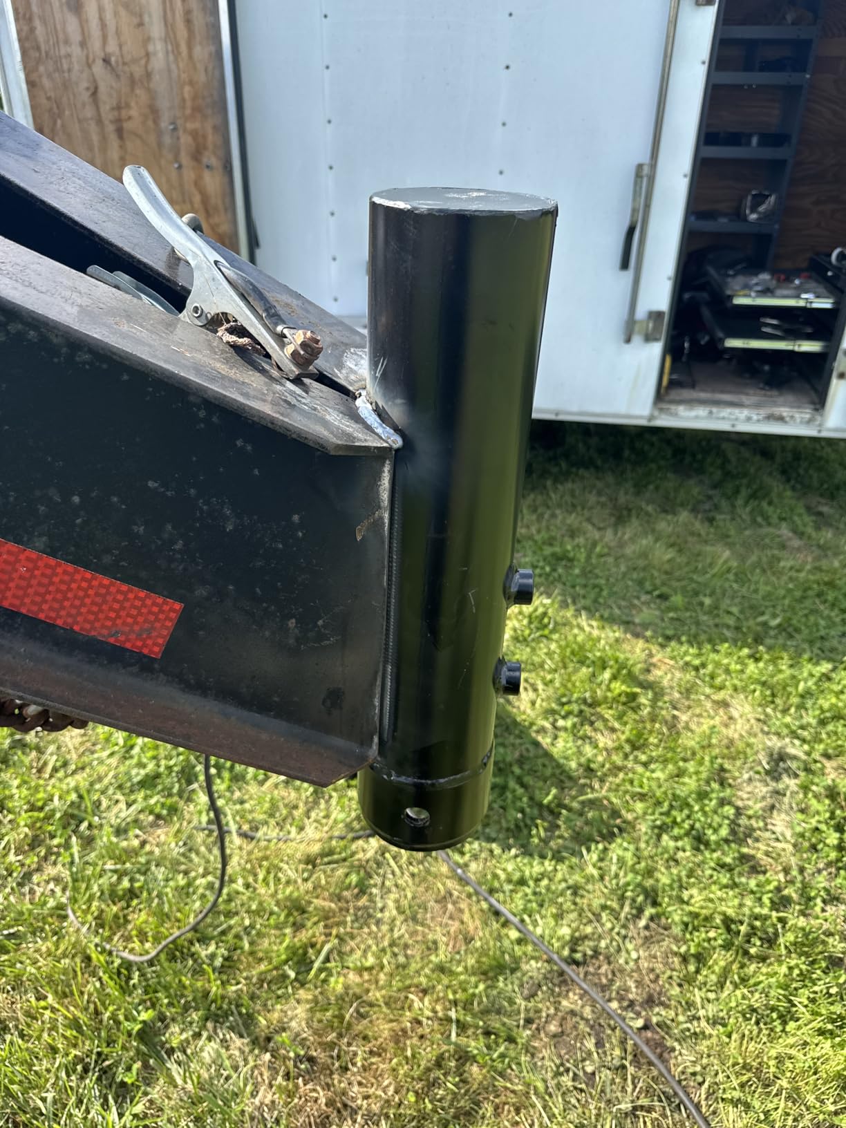 30000 LBS Heavy Duty Gooseneck Coupler 2-5/16 Ball 8 in Adjust Round Tube | Heavy Duty Hitch with load pin for horse & flatbed trailers. 30