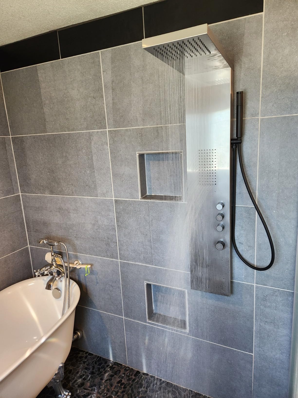 3 IN 1 Shower Panel Tower System Wall Mount Brushed Nickel | Stainless Steel, Rain Shower Head, Body Massage Jets and Handheld Head, Stable Water Pressure Output, Easy to Wipe Limescale customer photo 1
