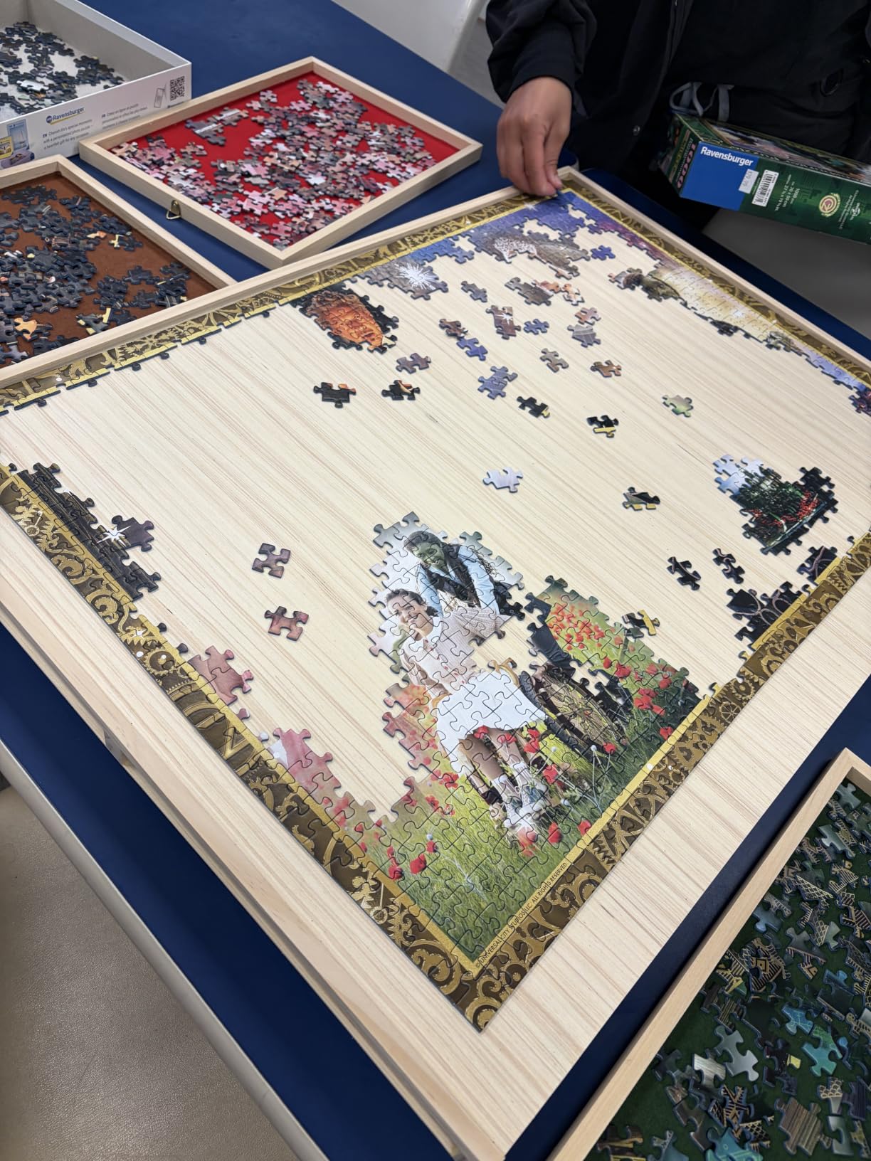 1000 Piece Puzzle Board with Drawers Rotatable 360-Degree Wheels and Cover 30