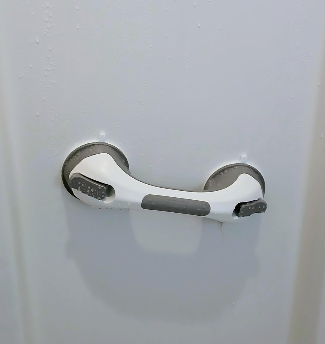Shower Grab Bar, 12 Inch Suction Grab Bars for Bathtubs and Showers for Elderly, Shower Handle for Seniors Bathroom Safety Grip for Elderly, No Drilling Removable, Grey customer photo 1