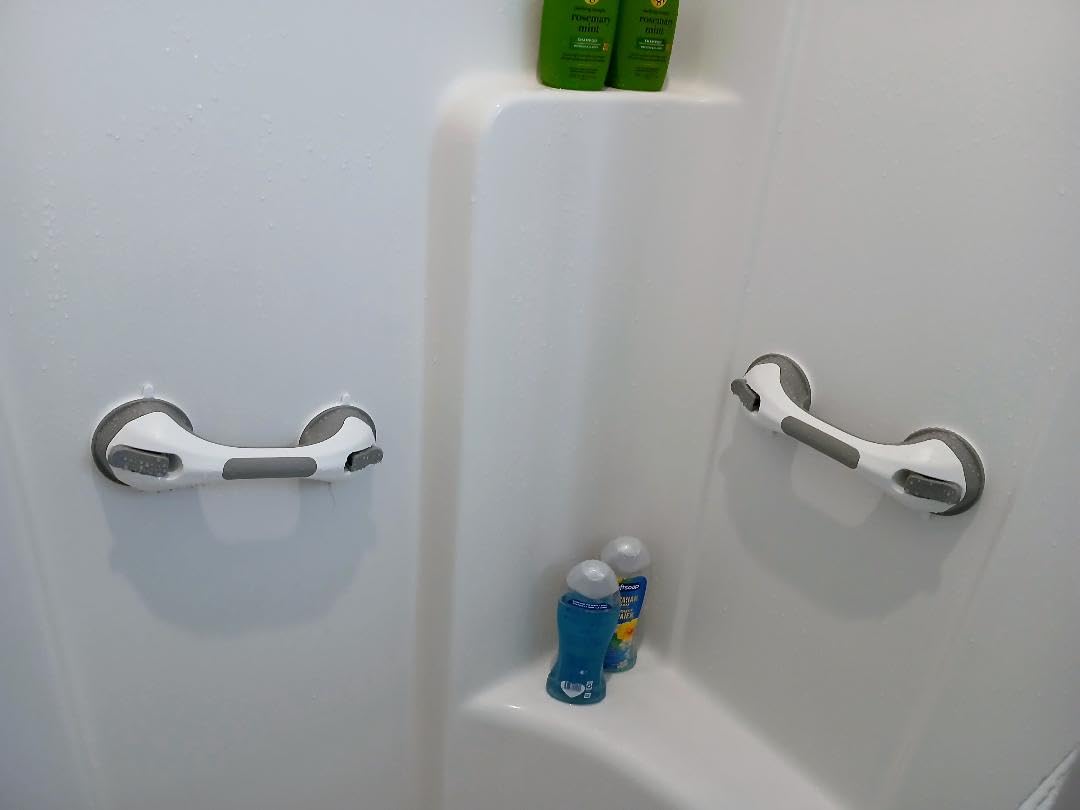 Shower Grab Bar, 12 Inch Suction Grab Bars for Bathtubs and Showers for Elderly, Shower Handle for Seniors Bathroom Safety Grip for Elderly, No Drilling Removable, Grey customer photo 2