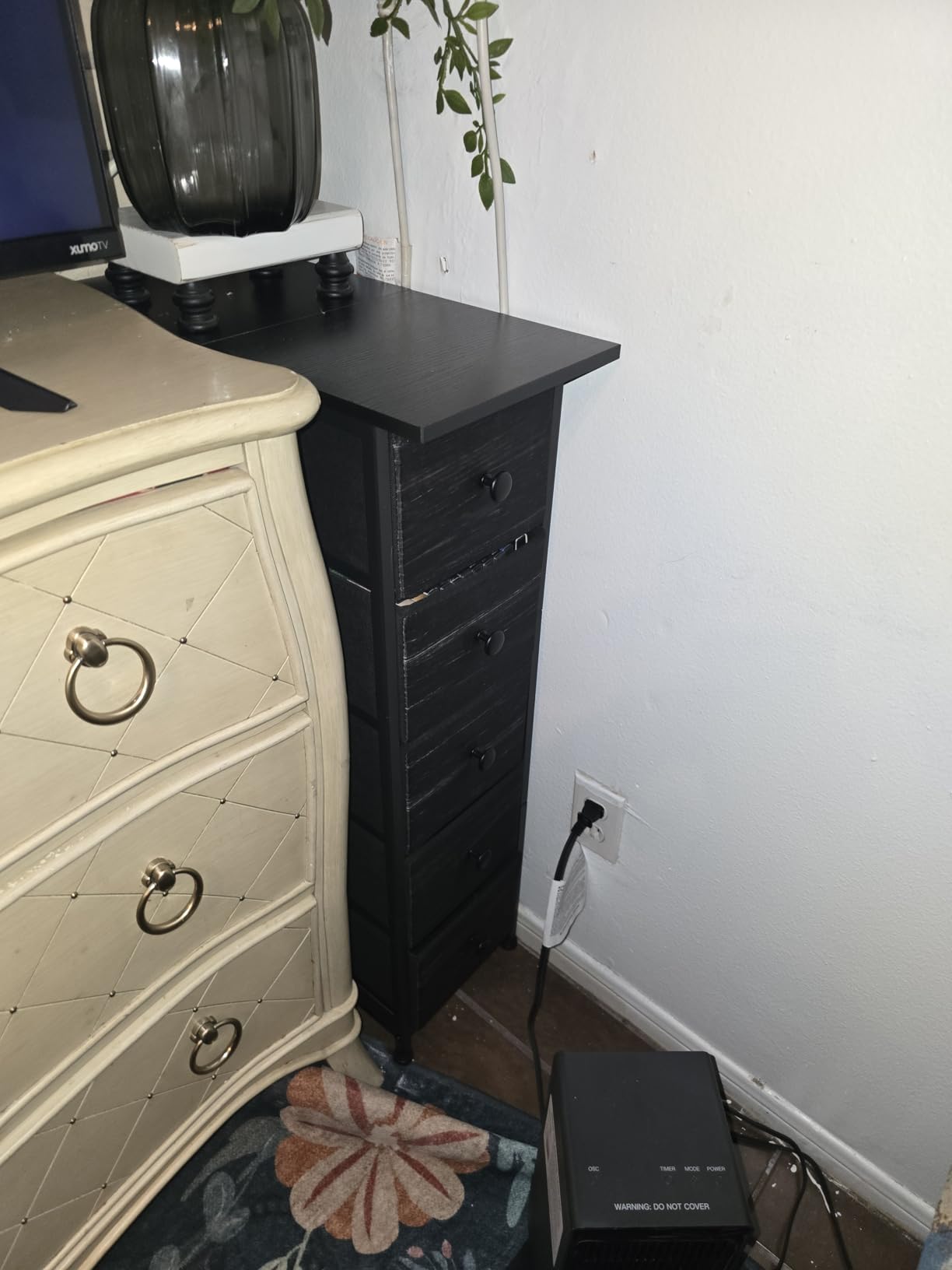 GiftGo Narrow Dresser Vertical Slim Dresser Chest of Drawers Skinny Storage Tower for Small Spaces Gaps Closet Bedroom Bathroom Small Fabric Drawer Unit (Charcoal Black, 5 Drawers) customer photo 2