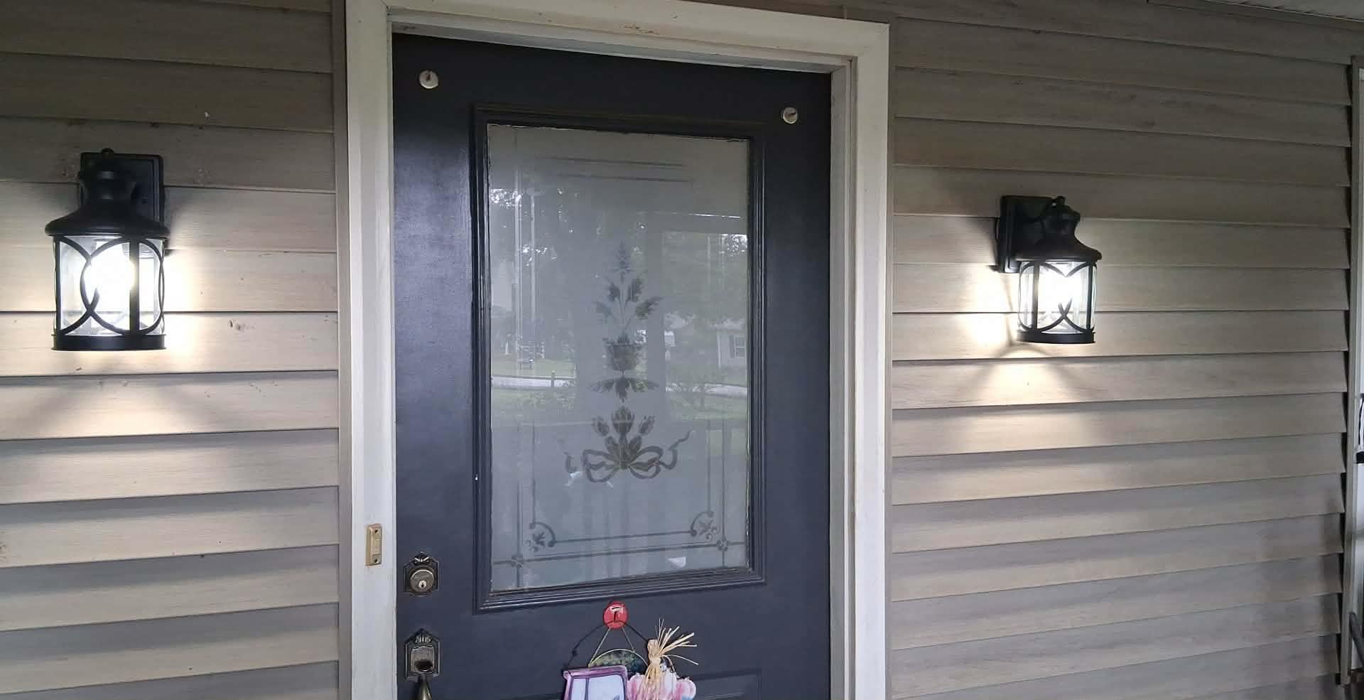 Outdoor Wall Sconce, Waterproof Exterior Light Fixture, Matte Black Porch Lantern Lights with Clear Glass Shade for Garage Patio Front Door Balcony customer photo 2
