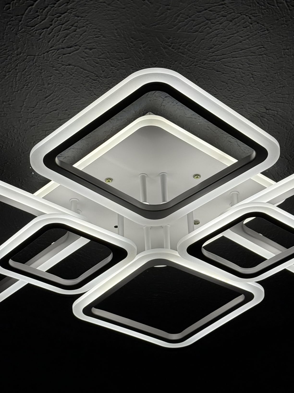 Modern Ceiling Light, 36.2'' LED Dimmable Acrylic Square 6+1 Rings Ceiling Lights with Remote, Black Flush Mount Ceiling Light Fixture for Low Ceiling Bedroom Living Room Dining Room, 130W customer photo 1