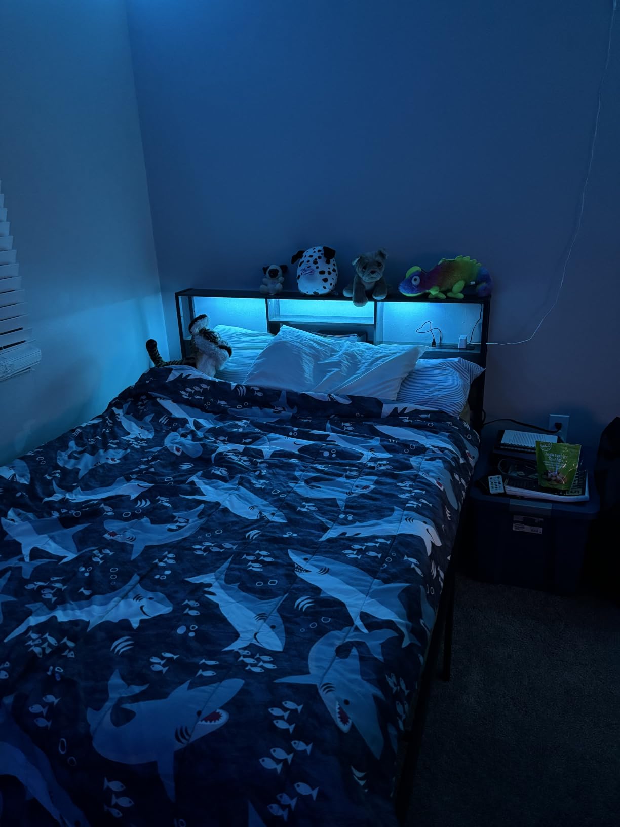 Aheaplus Headboard for Queen Size Bed with Storage, Headboards with Outlets, USB Ports and LED Light, Queen Size Head Board Only, Height Adjustable, Reversible, Sturdy and Stable Headboard, Black customer photo 2