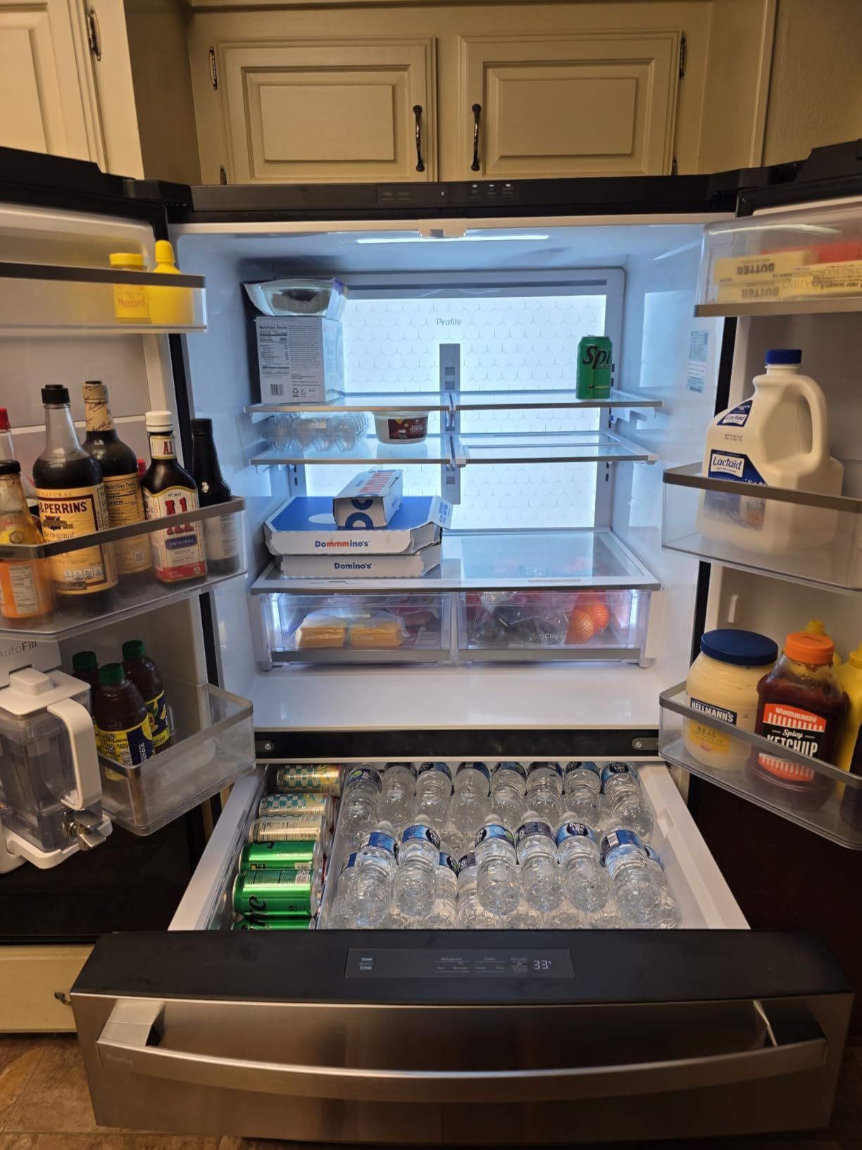 GE Profile 28.7 cu. ft. 4-Door French Door Refrigerator in Stainless Steel with Dual-Dispense Autofill Pitcher PGE29BYTFS customer photo 2