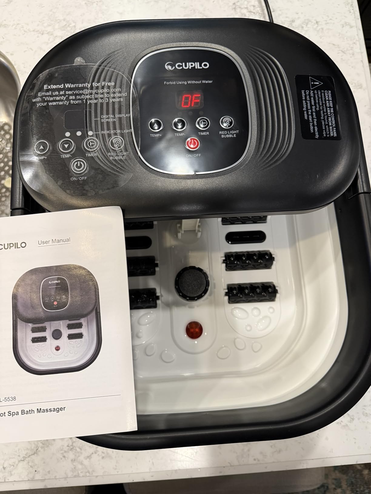 CuPiLo Foot Spa Bath Massager with Heat, Collapsible Foot Massager Spa Soaking Tub with Bubbles, Pumice Stone, and Shiatsu Massage Rollers, Pedicure Foot Spa for Relaxation, Gifts customer photo 2