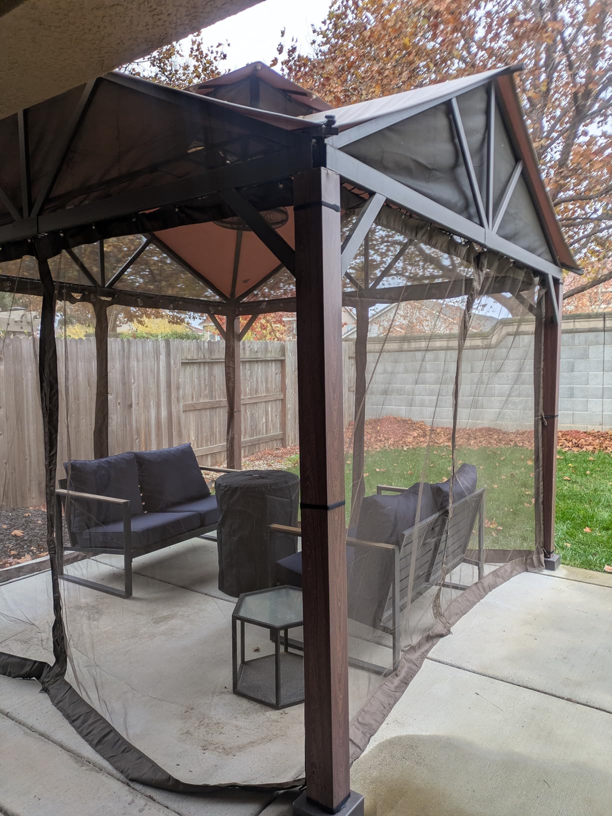 Gazebo Replacement Mosquito Netting for Patio, 10x10 ft, Coffee | 4 Panels Mesh Sidewall with Zipper, Waterproof Universal Gazebo Canopy Net, Summer Screen for Garden, Yard, Backyard, Outdoor customer photo 1