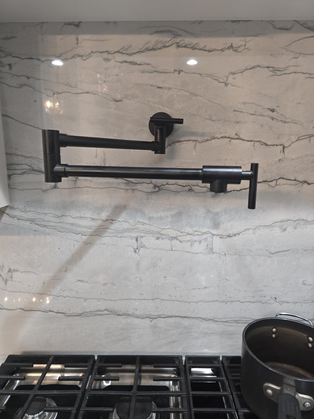 Havin Upside Down Design Pot Filler, Wall Mount Pot Filler Faucet, Kitchen Folding Faucet, Coffee Machine Faucet with Stretchable Double Joint Swing Arms, Matte Black customer photo 1