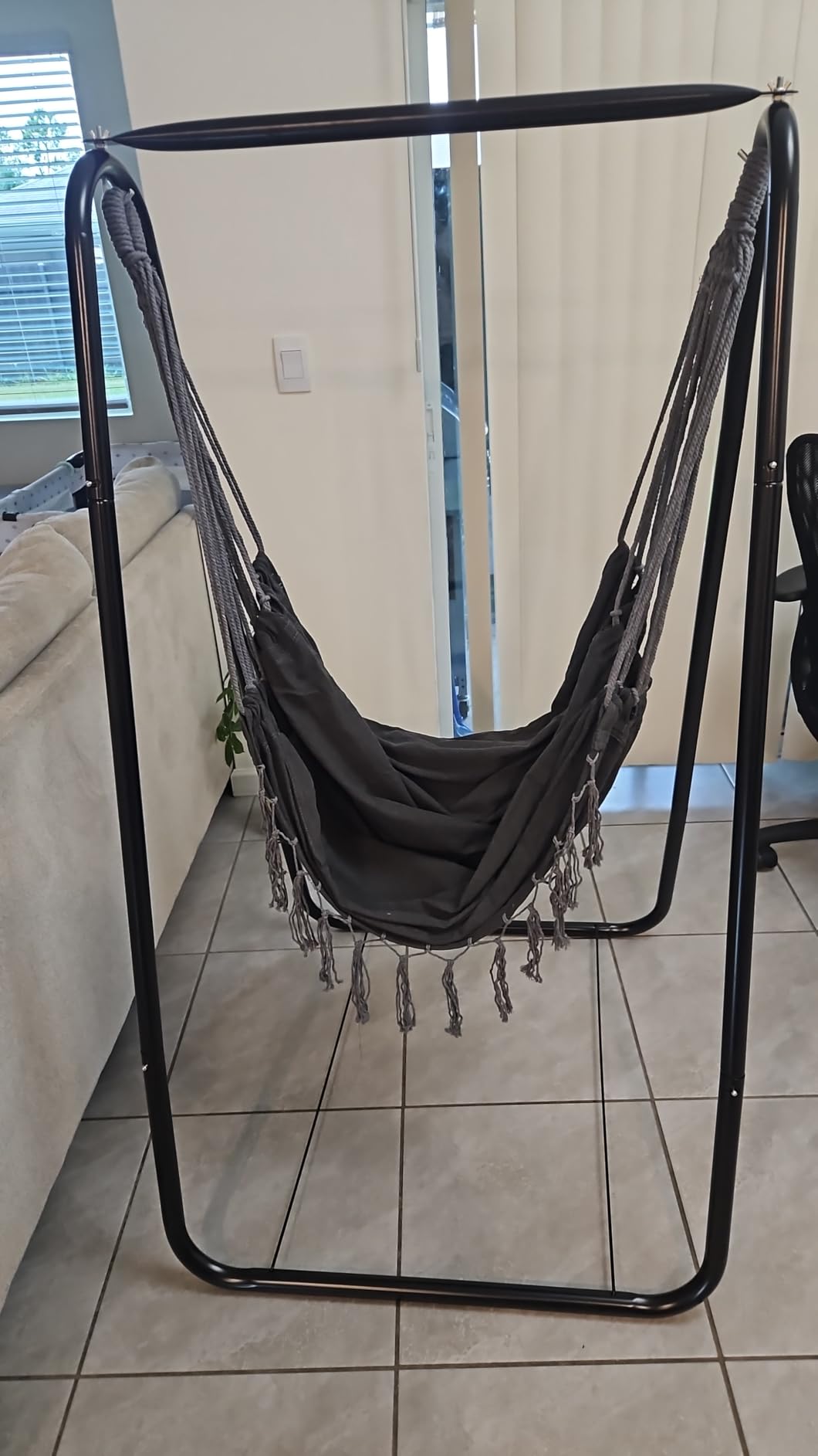 G TALECO GEAR Hammock Chair with Stand, Heavy Duty A-Frame | Beam Design, Square Support Base, Rustproof Swing Stand with Chair for Indoor Outdoor Patio Yard Garden Porch (Grey) customer photo 1