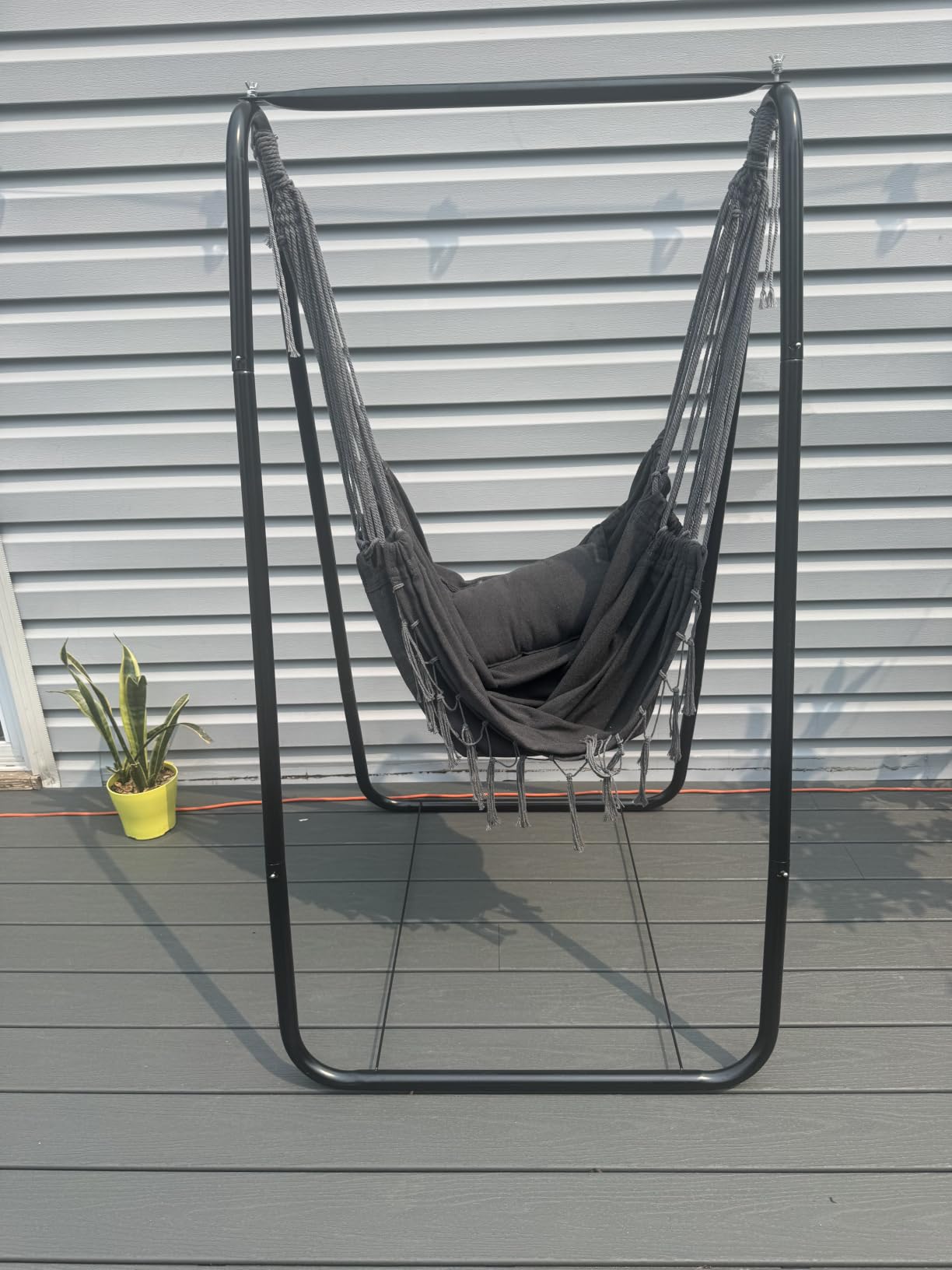 G TALECO GEAR Hammock Chair with Stand, Heavy Duty A-Frame | Beam Design, Square Support Base, Rustproof Swing Stand with Chair for Indoor Outdoor Patio Yard Garden Porch (Grey) customer photo 2