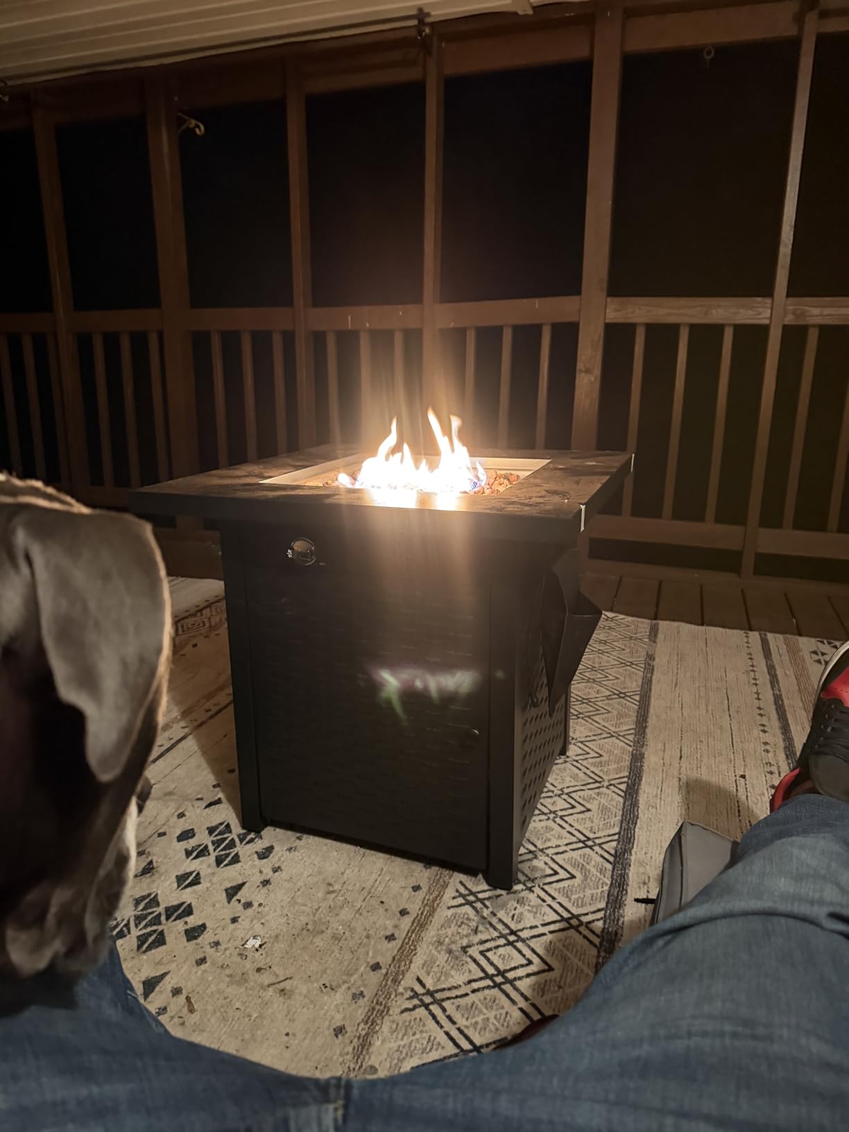Ciays 42 Inch Gas Fire Pit Table, 60,000 BTU Propane Pits for Outside with Steel Lid and Lava Rock, 2 in 1 Firepit Table Gatherings Parties on Patio Deck Garden Backyard, Black customer photo 1