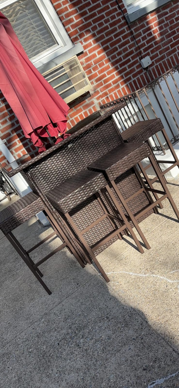 Outsunny 5 Piece Wicker Outdoor Bar Set with Glass Table Top Dark Gray | High Top Outdoor Table and Chairs, Height Patio Set, 2 Tier Storage Shelf, 4 Bar Stools, for Garden, Poolside customer photo 2