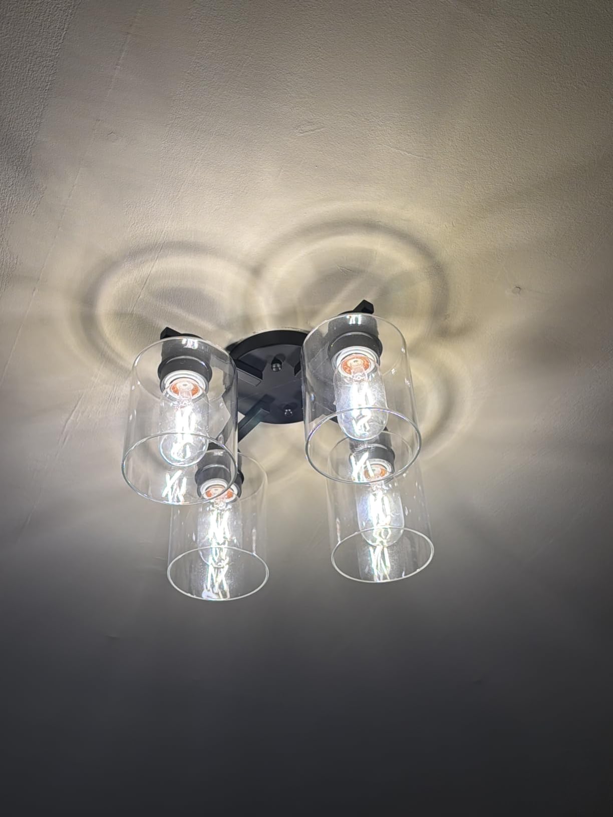 6 Light Semi Flush Mount Ceiling Light Black Kitchen Lighting Fixtures Ceiling Industrial Large Cieling Light Fixtures, with Clear Glass Shade for Dining Room Living Room Kitchen Island Farmhouse customer photo 1