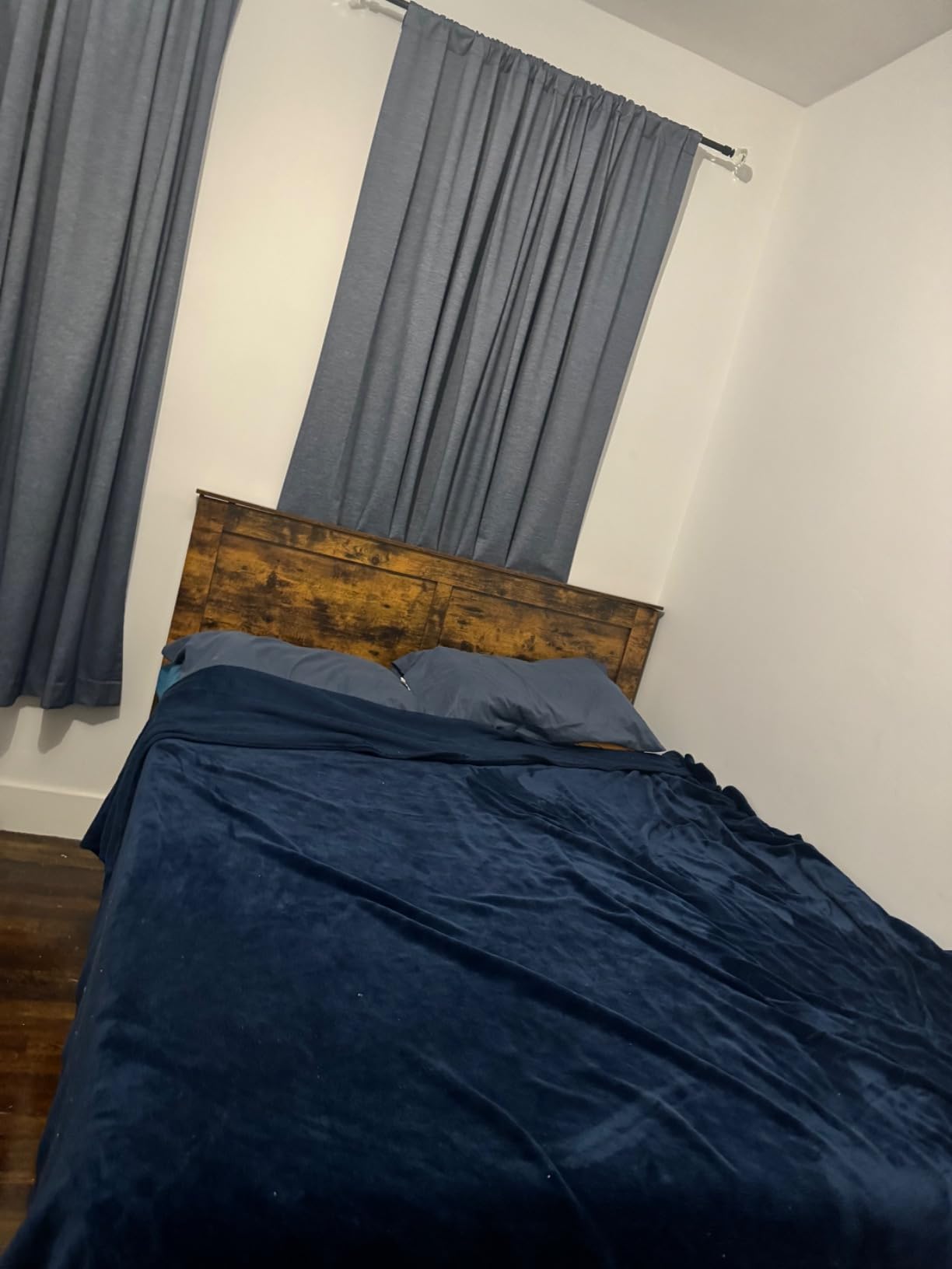 NNOOTK Wood King Size Bed Frame with Headboard and Footboard, Dark Brown | Rustic Vintage Platform Bed Frame, 12 Wood Slats Support, No Box Spring Needed customer photo 2