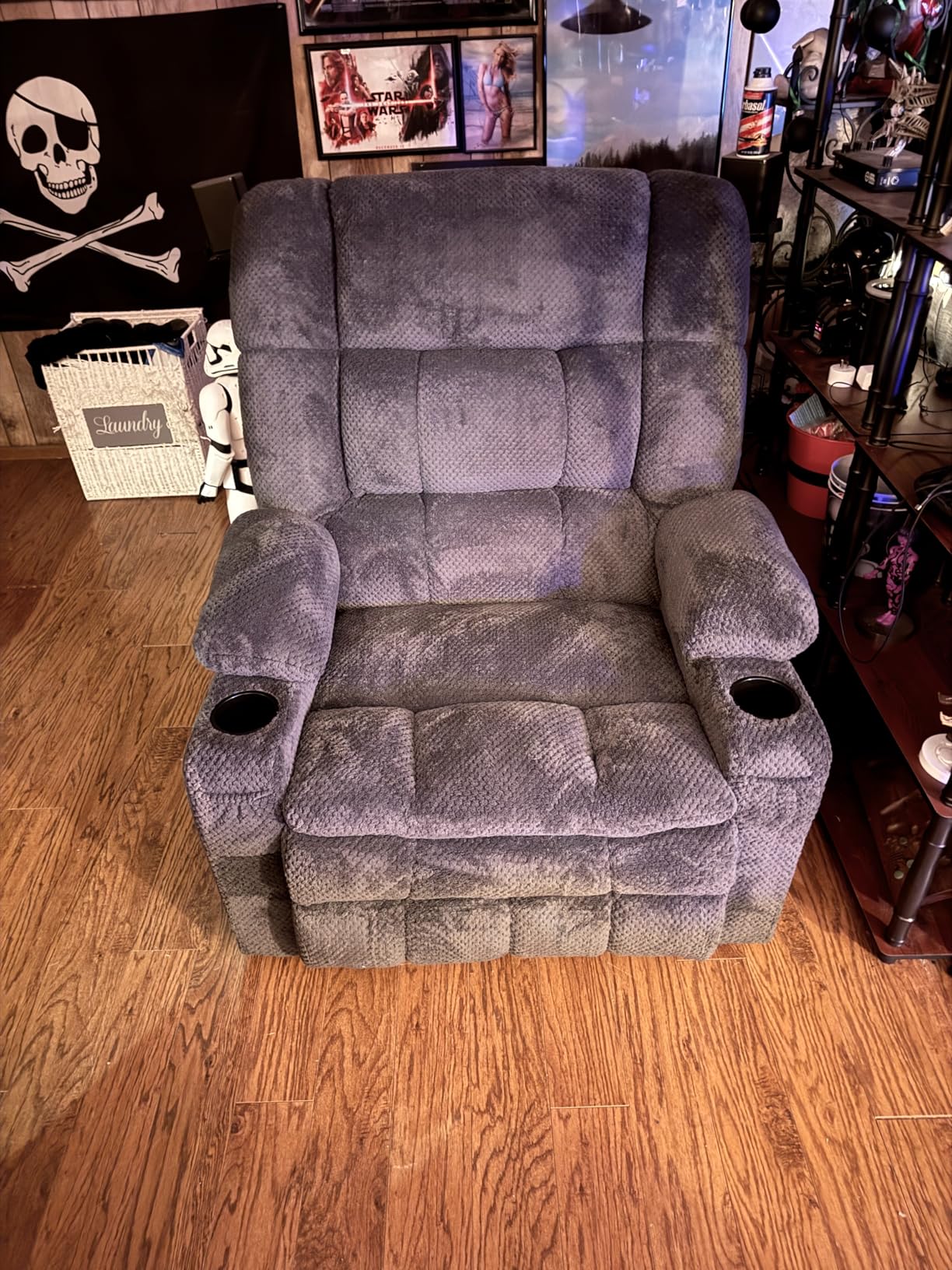 MCombo Oversized Power Lift Recliner Chair for Elderly, Dual Motor Lift Chair with Heat and Massage, Lay Flat Lift Chair for Big and Tall, Cup Holders, Fabric R7891 (Dark Gray, Large-Wide) customer photo 1