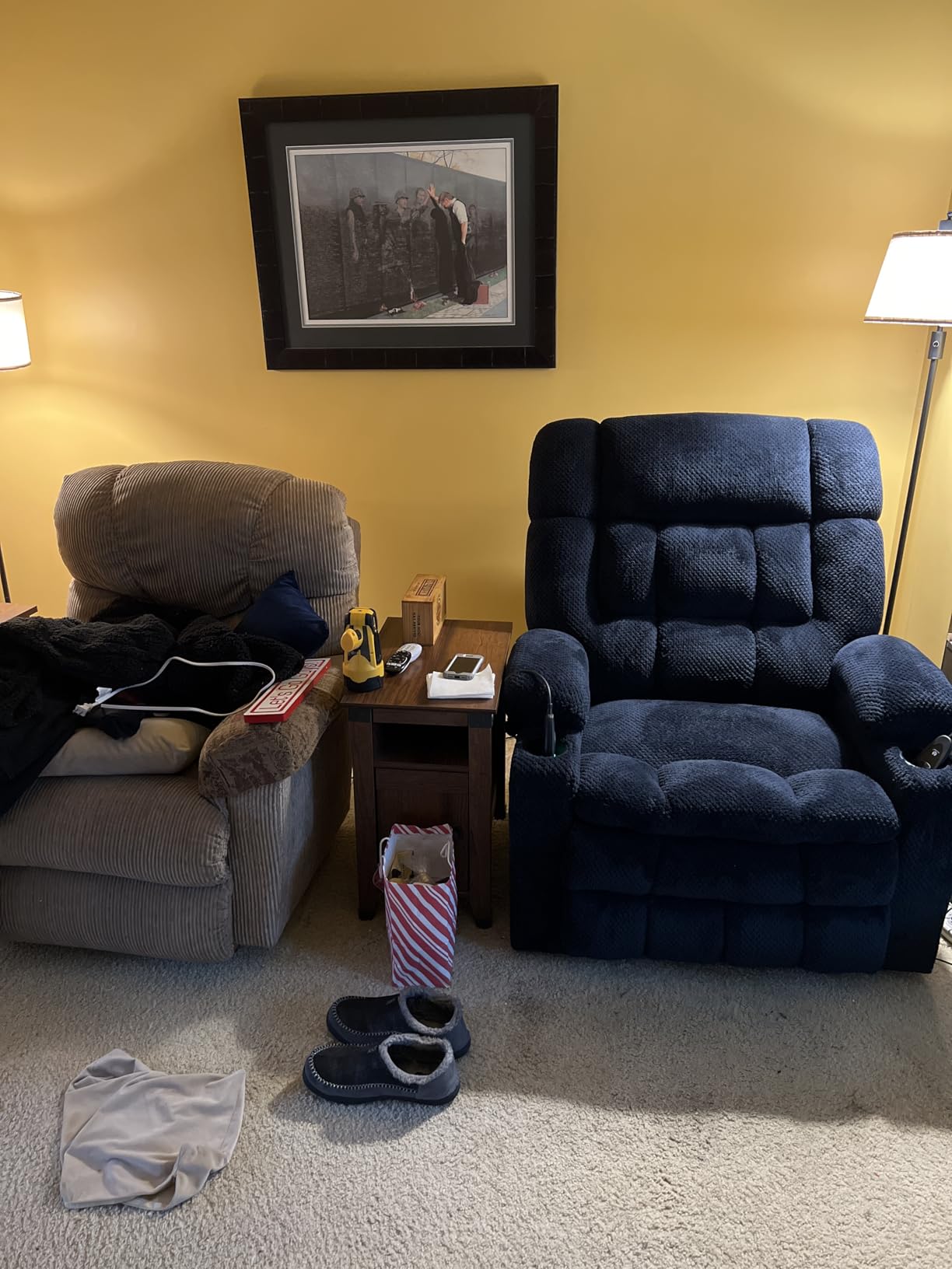 MCombo Oversized Power Lift Recliner Chair for Elderly, Dual Motor Lift Chair with Heat and Massage, Lay Flat Lift Chair for Big and Tall, Cup Holders, Fabric R7891 (Dark Gray, Large-Wide) customer photo 2