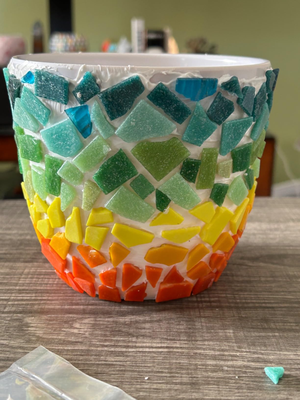 jiezaidada Adult DIY Mosaic Flower Pot Kit, Glass Tile Planter Craft with Step-by-Step Instructions, Handmade Home Decor Gift customer photo 1