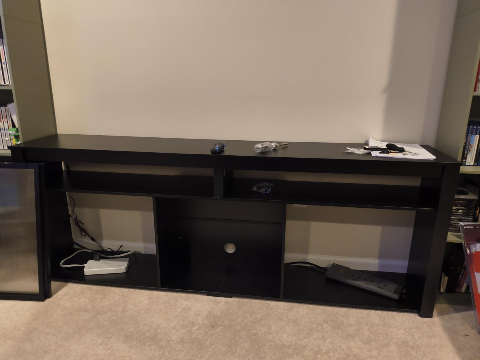 Bestier Gaming LED TV Stand with Storage, 65 Inch, Carbon Fiber Black | Game Room Compatibility, LED Lighting System, Power Outlets, Storage Space, Adjustable Shelves, Easy Assembly, Elevated Design customer photo 2