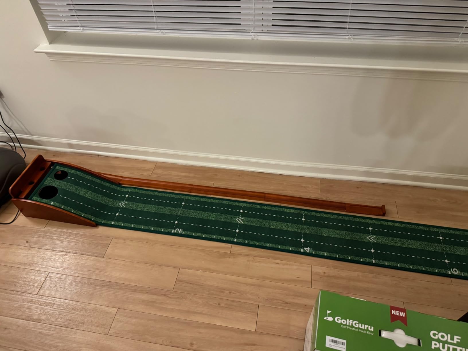 Golfguru 9.8FT Putting Green Mat, Automatic Ball Return Track | Thickened Wrinkle-Free Crystal Velvet Putting Mat for Home Practice, Available with Or without Alignment Mirror customer photo 1