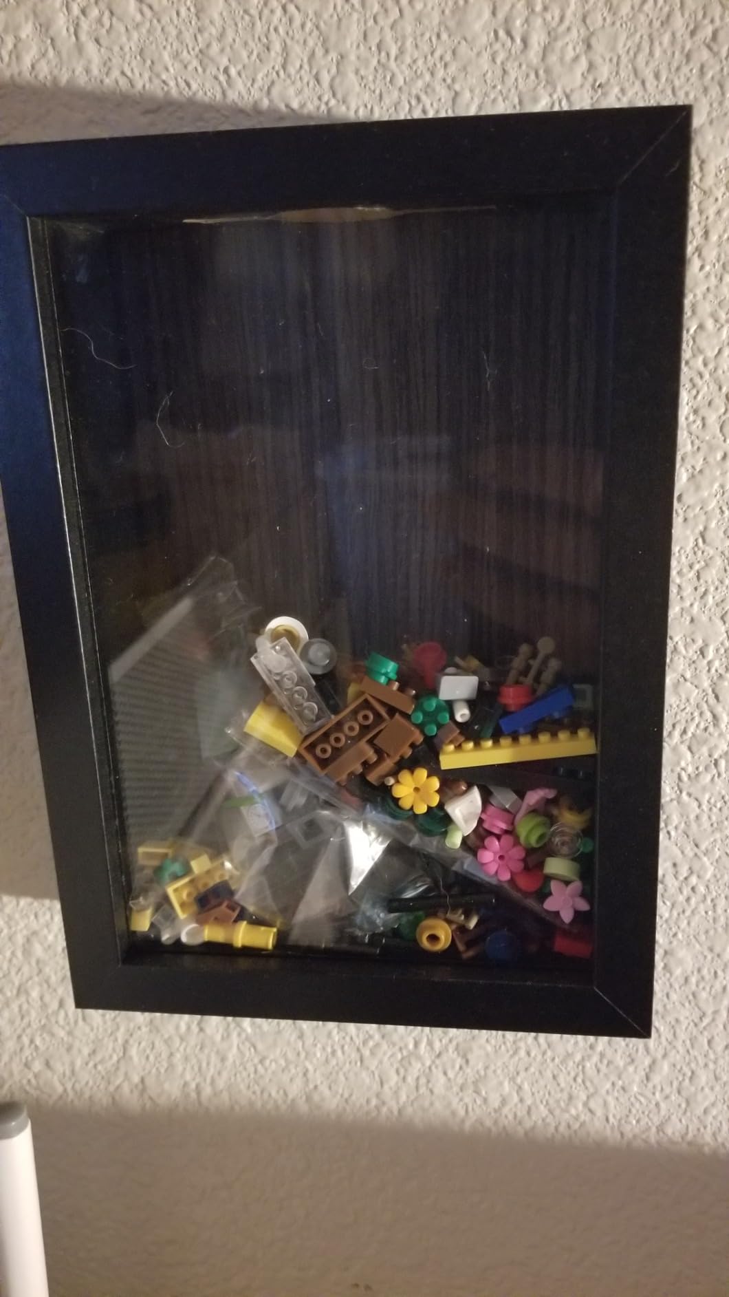 8x10 Wine Cork Shadow Box with Slot on Top, Top Loading Frame, Wood & Real Glass Display Case, Ready to Hang Pins, Awards, Medals, Photos, Black customer photo 2