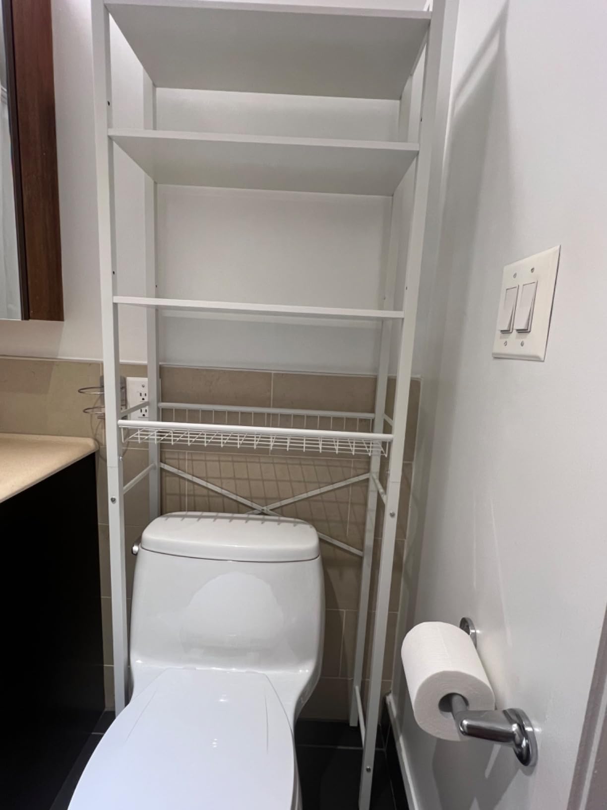 Kalrin Over-The-Toilet Storage Rack, 4-Tier Bathroom Organizer Shelf Over Toilet with Adjustable Shelf and Basket, Freestanding Space Saver, Vintage Brown customer photo 2