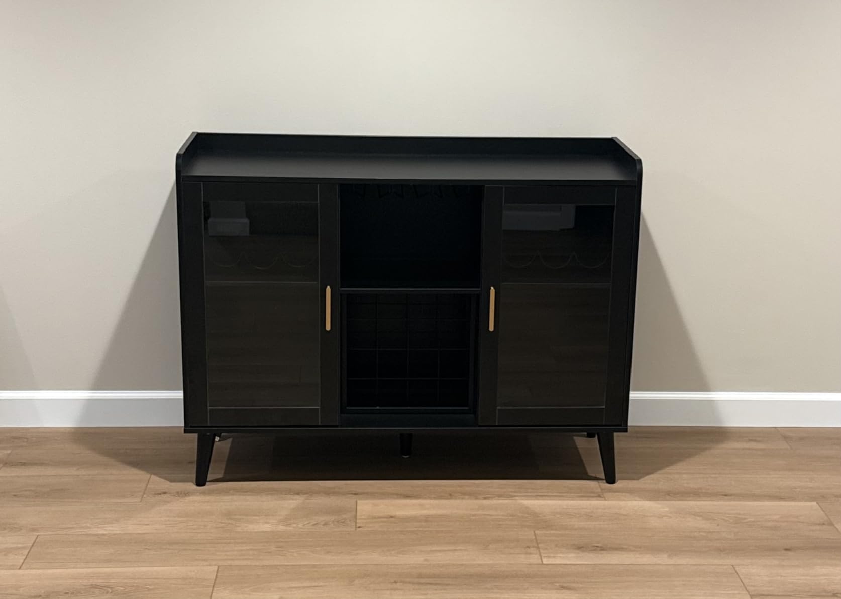 Wine Bar Cabinet with LED Light, Home Coffee Cabinet w/ Wine & Glass Holder | Kitchen Buffet Sideboard with Storage Shelf, Freestanding Liquor Cabinet for Living Room, Dining Room customer photo 2
