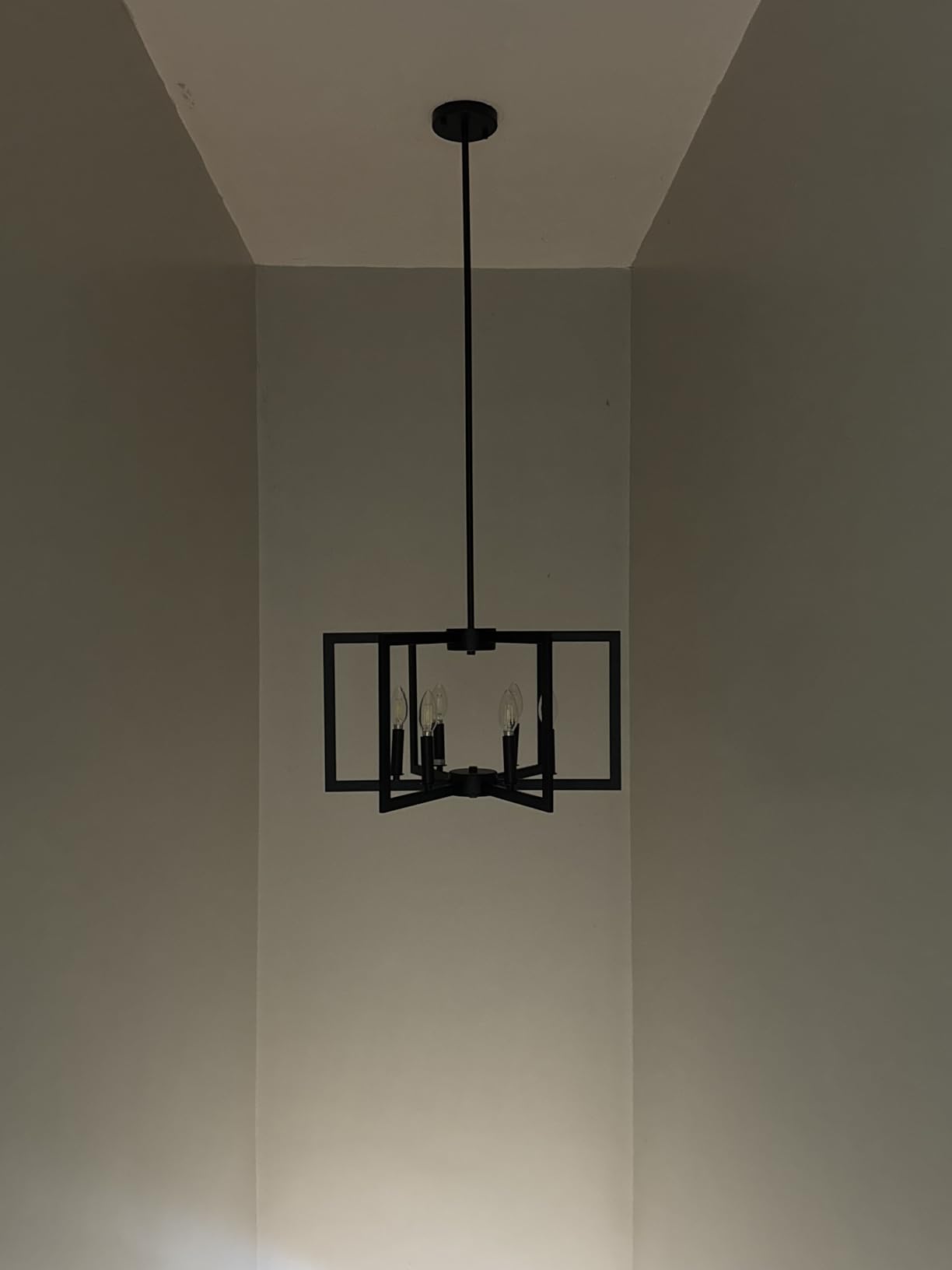 Klgxnrd 6-Light Modern Farmhouse Black Chandeliers for Entryway, Geometric Pendant Lights Kitchen Island, Hanging Industrial Metal Chandelier for Stairway Foyer Hallway Dining Room customer photo 2
