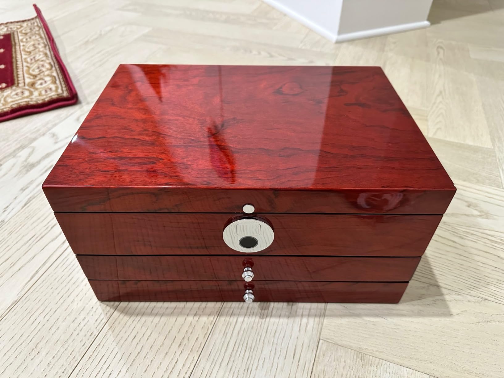 SYENS Jewelry Box Wood Jewel Organizer with Fingerprint Lock Safe, 7-Layer Large Locking Jewelry Storage Box with Necklace Hanger for Women Mens Gift customer photo 2