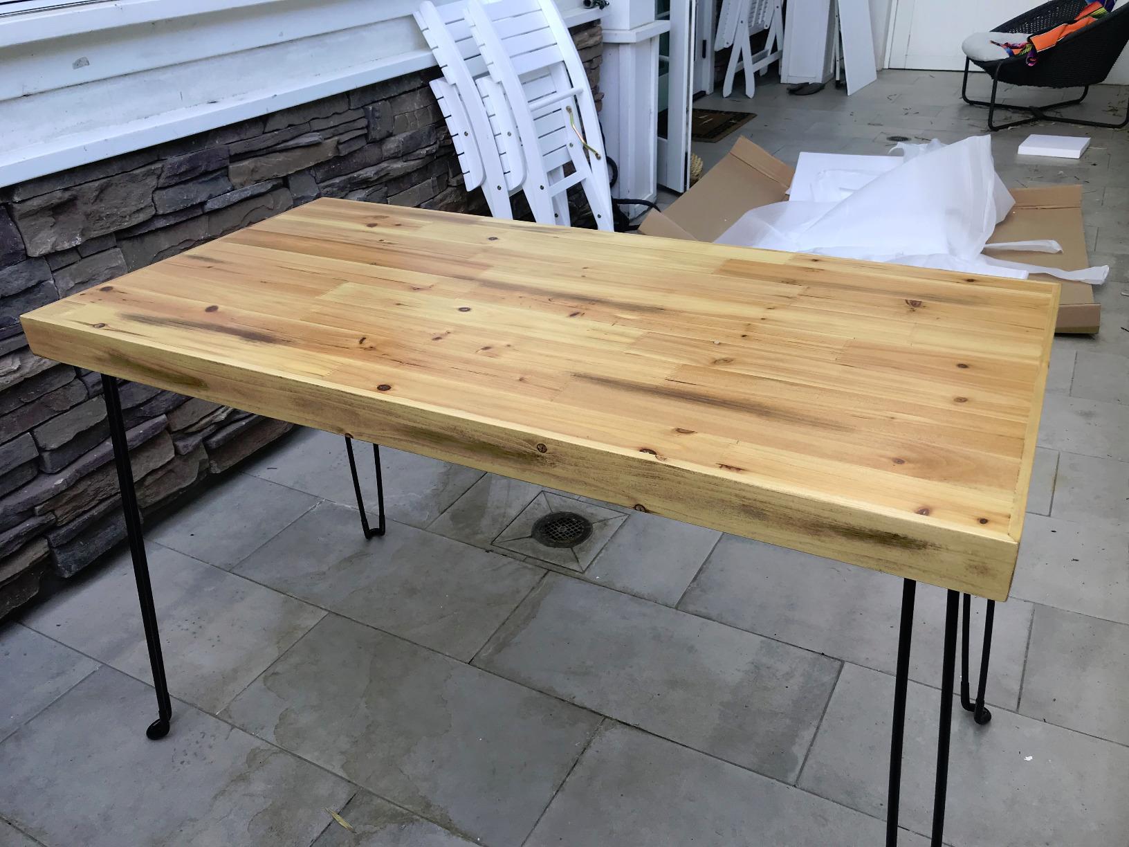 Sleekform Wooden Folding Dining Table for 4 - with Collapsible Hairpin Legs - 4 ft Portable Small Foldable Dining Room Table for Farmhouse Kitchen and Small Spaces - Walnut customer photo 1