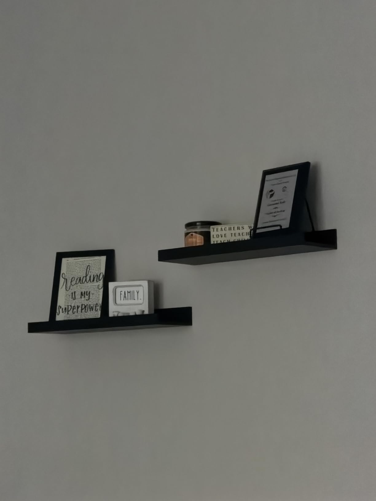 upsimples 6 Pack Wooden Floating Shelves, Wall Storage Decor Shelf for Bathroom, Bedroom, Living Room, Kitchen, Office and Laundry Room, Wall Mounted Display Hanging Shelf, Brown customer photo 2