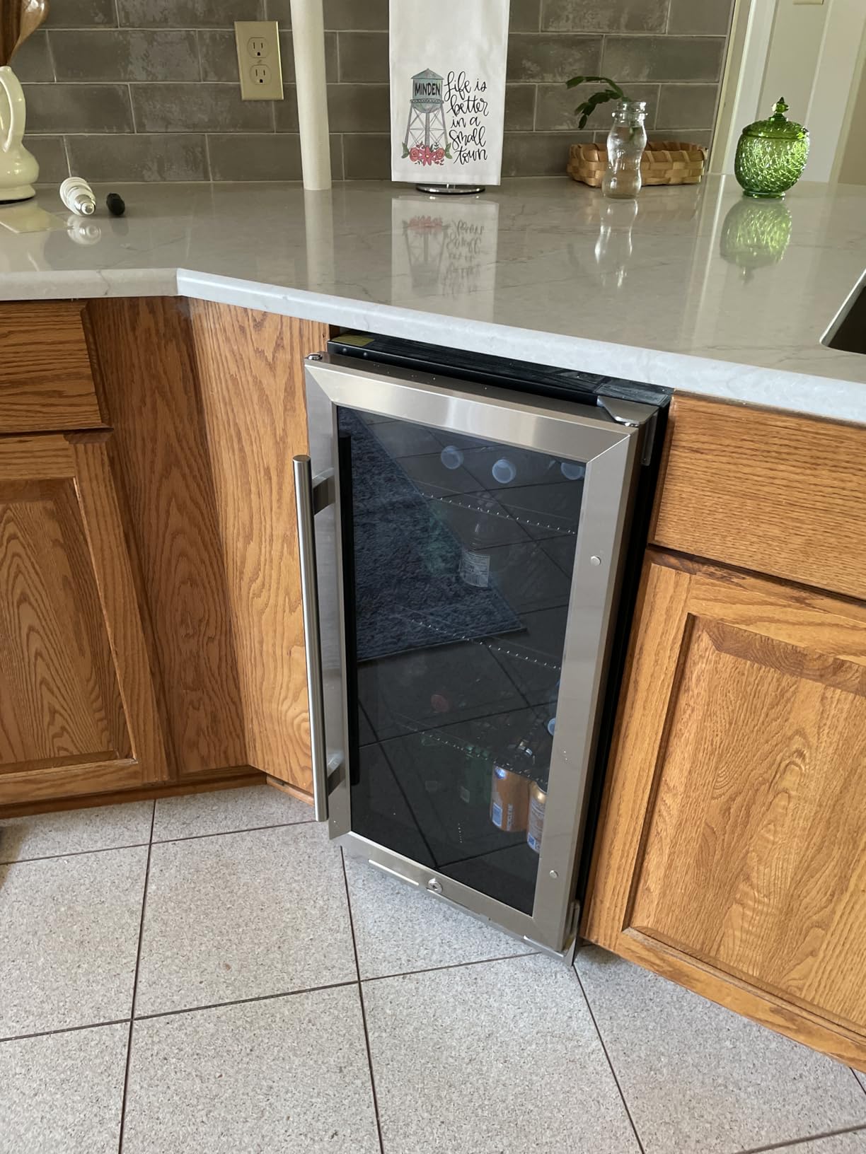 Feelfunn 15 Inch Beverage Refrigerator Under Counter - 126 Cans Beverage Fridge with Glass Door for Beer Wine Soda - Built-in or Freestanding Wine Cooler with Safety Lock for Home Kitchen Bar customer photo 2