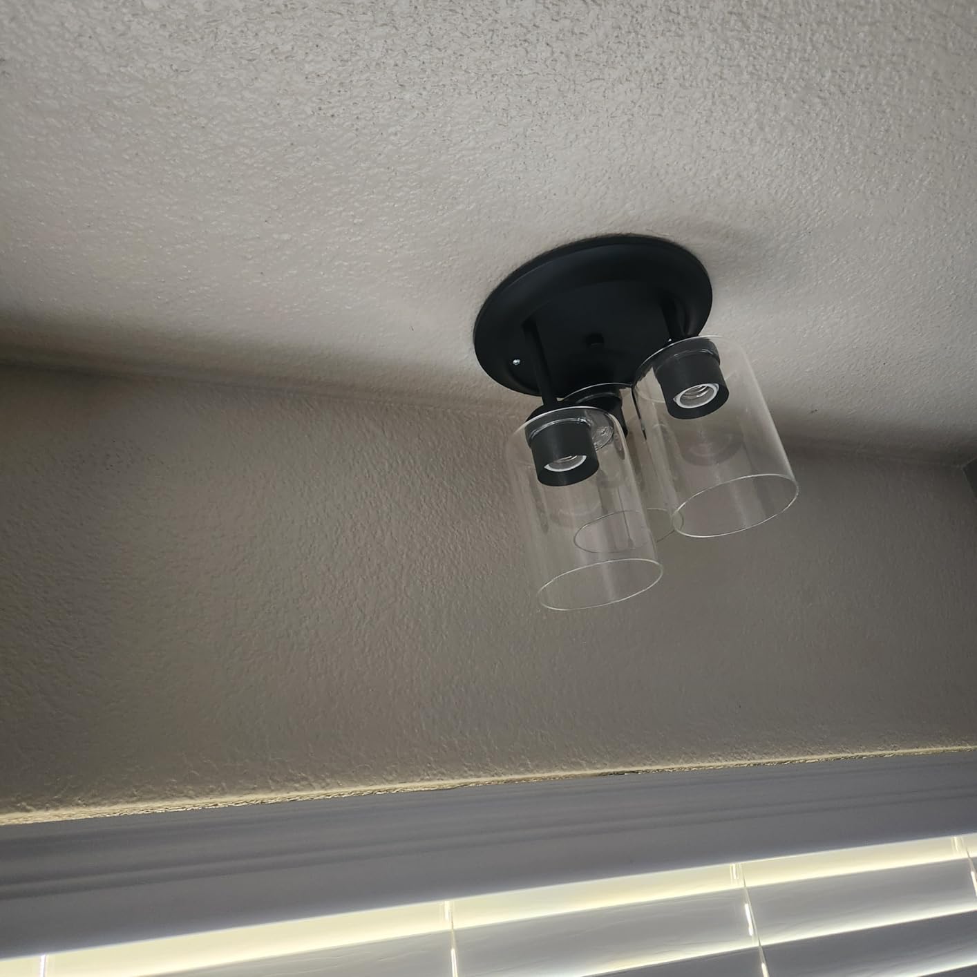Kalium 3-Lights Semi Flush Mount Ceiling Light Fixture, Matte Black Light Fixtures, Ceiling Light for Kitchen, Foyer, Entryway, Farmhouse, Home Decor, Clear Glass Shade customer photo 1