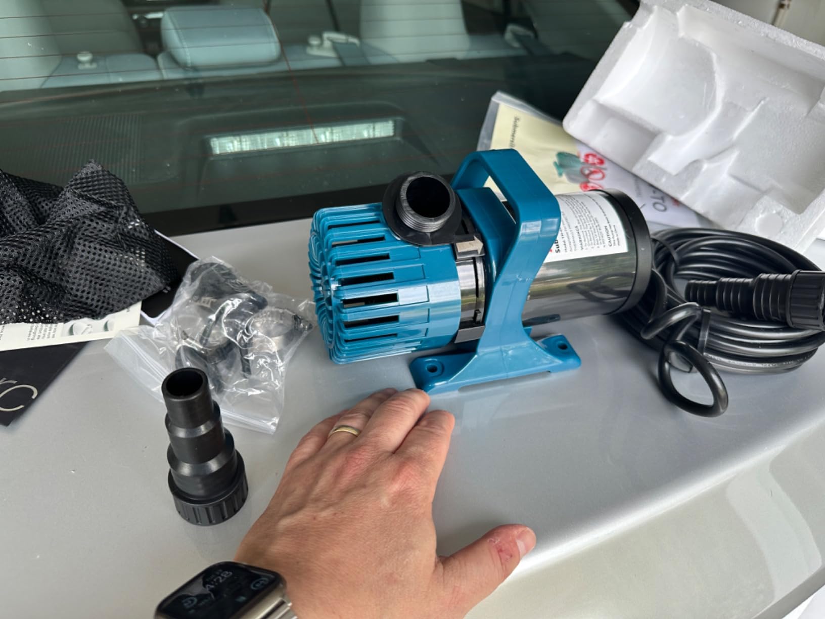 TONGCHANT 1800 GPH Pond Pump for Fish Pond Fountain & Waterfall, 14FT Lift | 100W submersible fountain water pump with 180 rotatable nozzle, filter bag & 20FT cord, ultra-quiet operation, UL listed customer photo 2