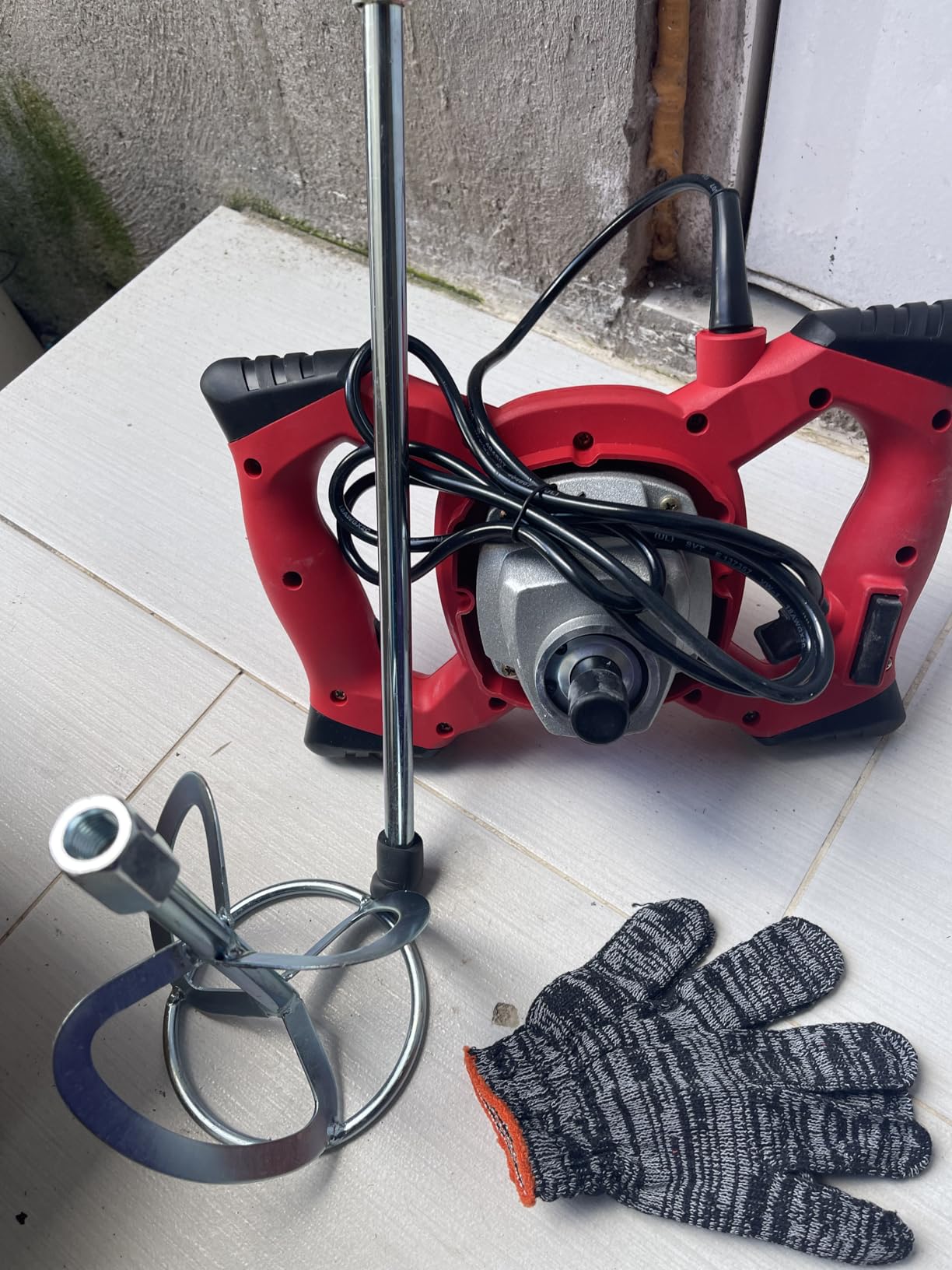 Cement Mixer 2300W, Handheld Electric Concrete Mixer with 6 Adjustable Speed, 110V Portable Mud Mixer Paint Mixer for Motar Grout Plaster Thinset Fodder Stirring Tool customer photo 2