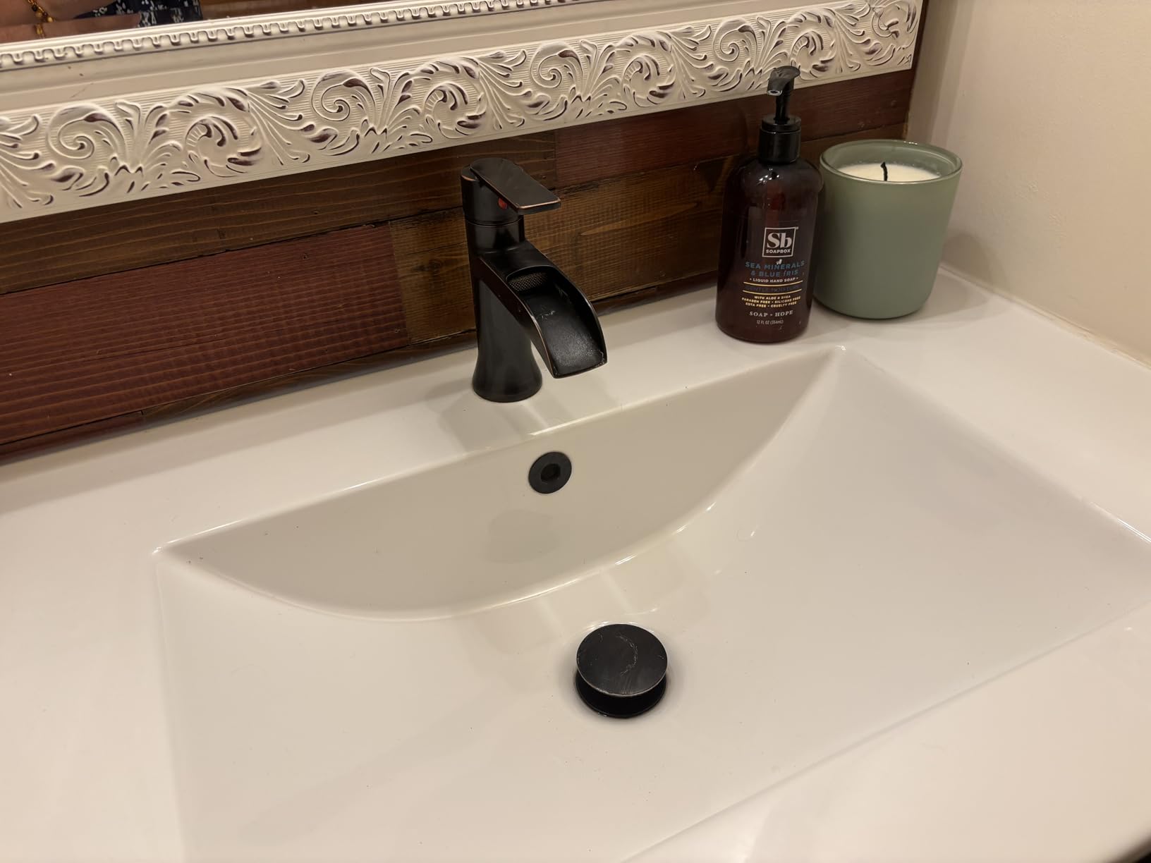 Bathroom Waterfall Faucet Single Handle, Brushed Nickel Faucet Bathroom Brass 1 Hole or 4 Inch 3 Hole Bathroom Sink Faucet, Restroom Faucets for Sink with Drain & Deck Plate for Hotel Apartment customer photo 2