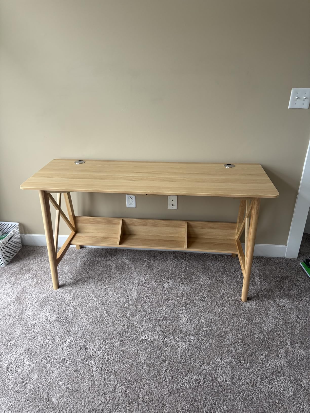 NELYE Extra Long Writing Desk with Bookshelf, 55
