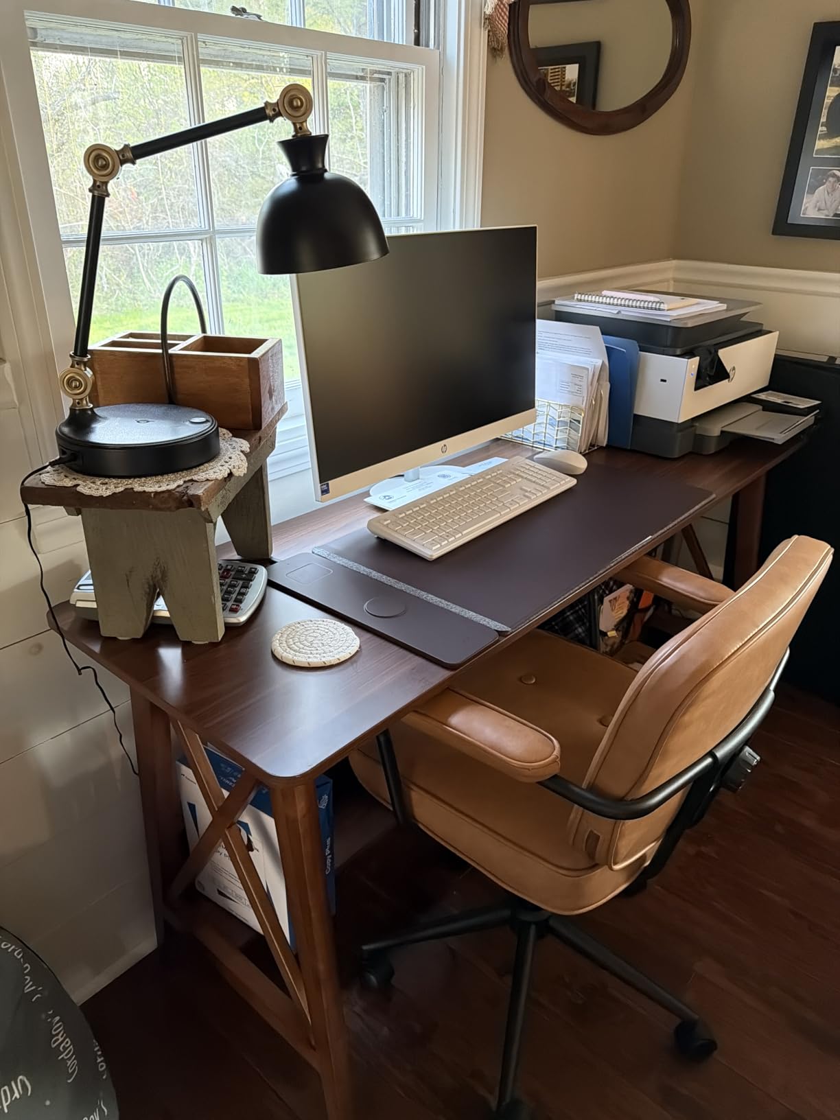 NELYE Extra Long Writing Desk with Bookshelf, 55