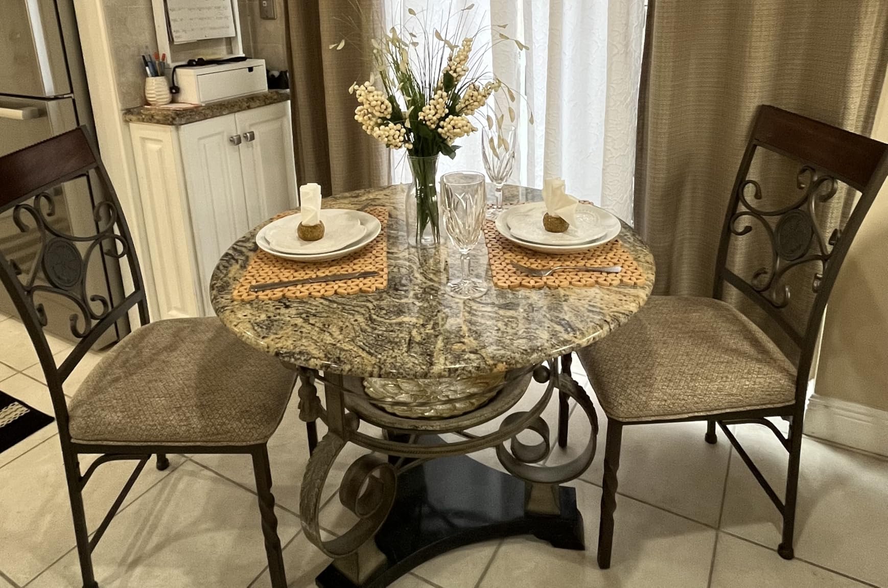 Giantex Upholstered Dining Chair Set of 2, Vintage Metal Dining Chairs with Soft Padded Seat Cushion, Retro High Backrest, Armless Kitchen Chair for Dining Room, Restaurant, Brown customer photo 1