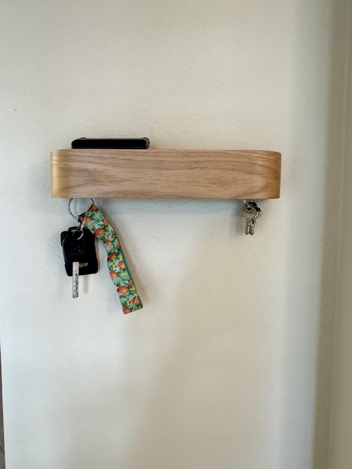 Kazai. Key Holder 'Toke' | Minimalist Key Hook Design from Berlin | Modern Key Holder Wall Mount with Wooden Shelf | Key Rack for Wall as Entryway Organizer | Walnut customer photo 1