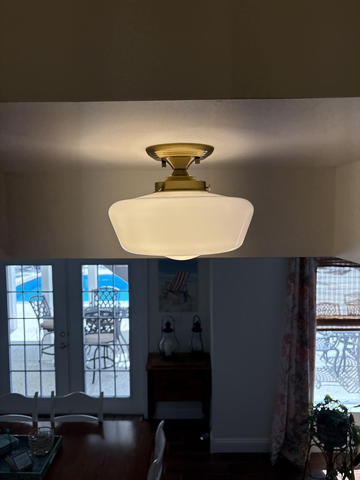 Schoolhouse Style Semi Flush Mount Ceiling Light Fixture, 12