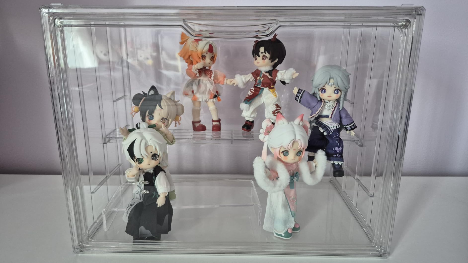 3 Layer Acrylic Display Case Stackable Clear Box for Collectibles, 2 Pack | Removable Adjustable Partitions & Magnetic Door, Interlocking Stable Design, Dustproof Cover for Figurine Storage customer photo 2
