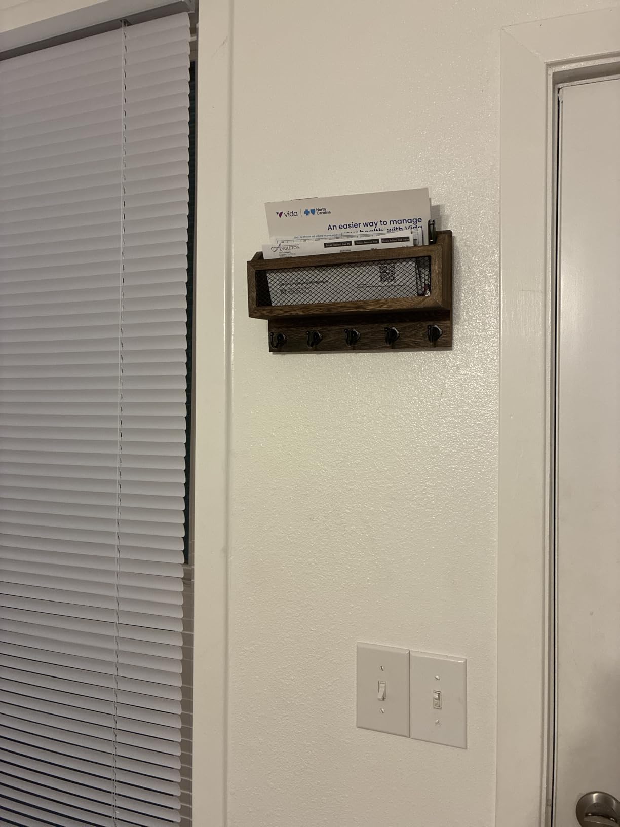 Nekon Mail and Key Holder for Wall Decorative, 11 Inch Mail Holder, Brown customer photo 1